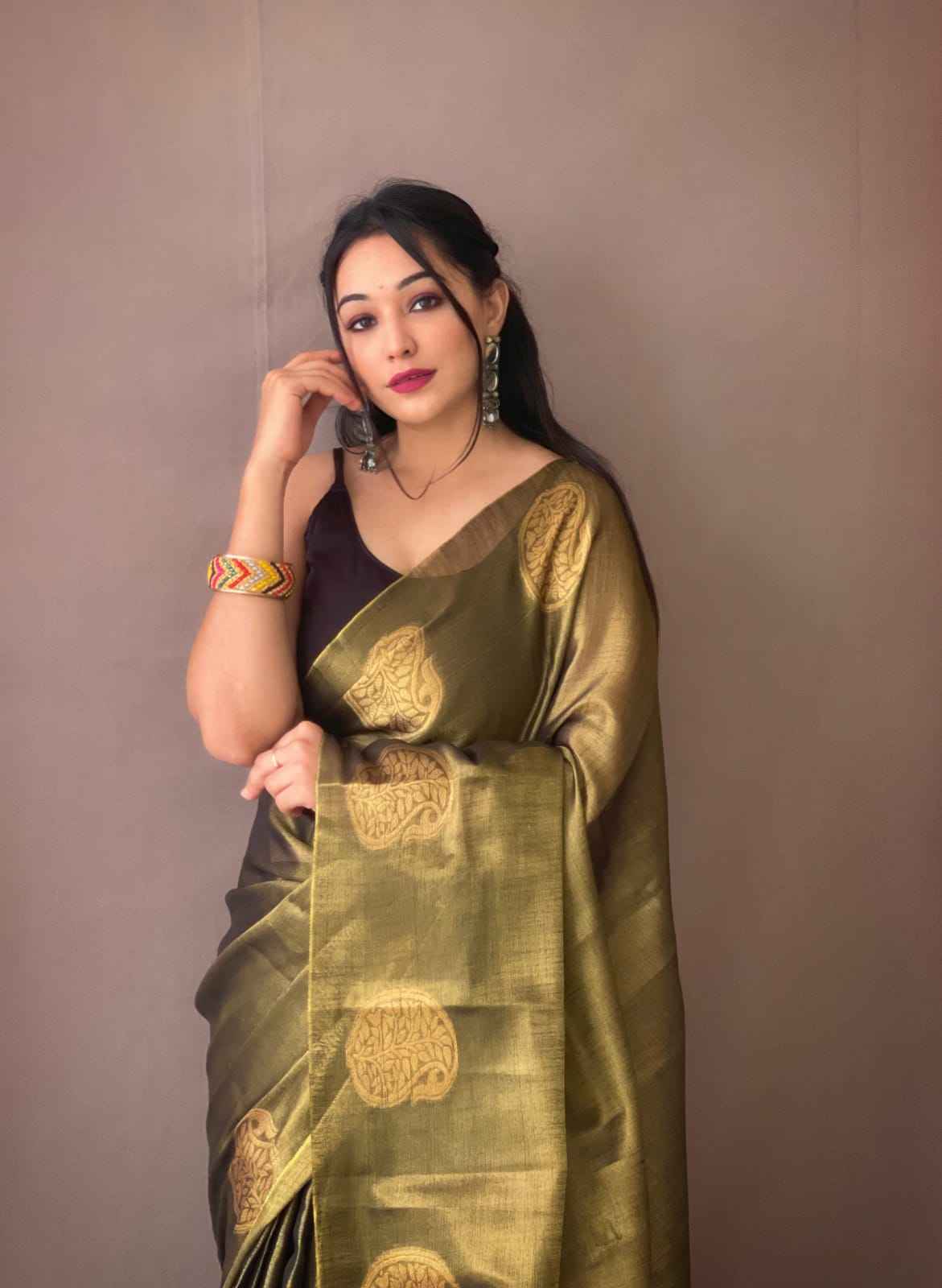 PURE TISSUE SILK WITH ZARI WEAVING BUTTI SAREE AT WHOLESALE PRICE