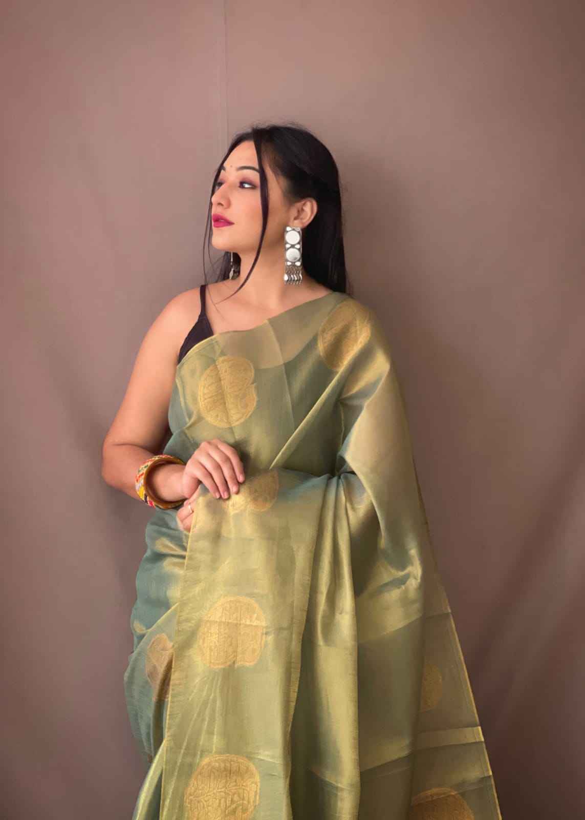 PURE TISSUE SILK WITH ZARI WEAVING BUTTI SAREE AT WHOLESALE PRICE