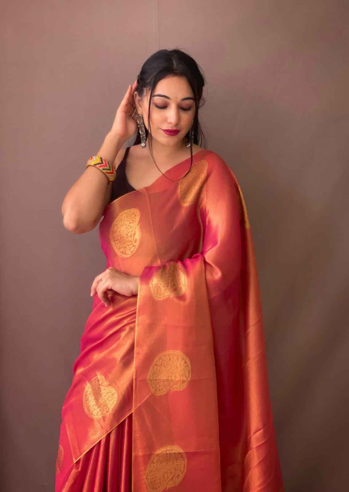 PURE TISSUE SILK WITH ZARI WEAVING BUTTI SAREE AT WHOLESALE PRICE