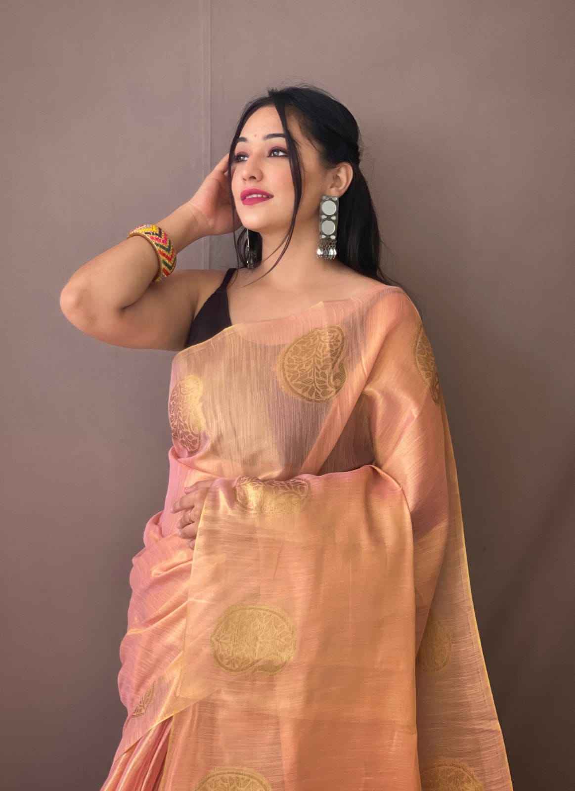 PURE TISSUE SILK WITH ZARI WEAVING BUTTI SAREE AT WHOLESALE PRICE
