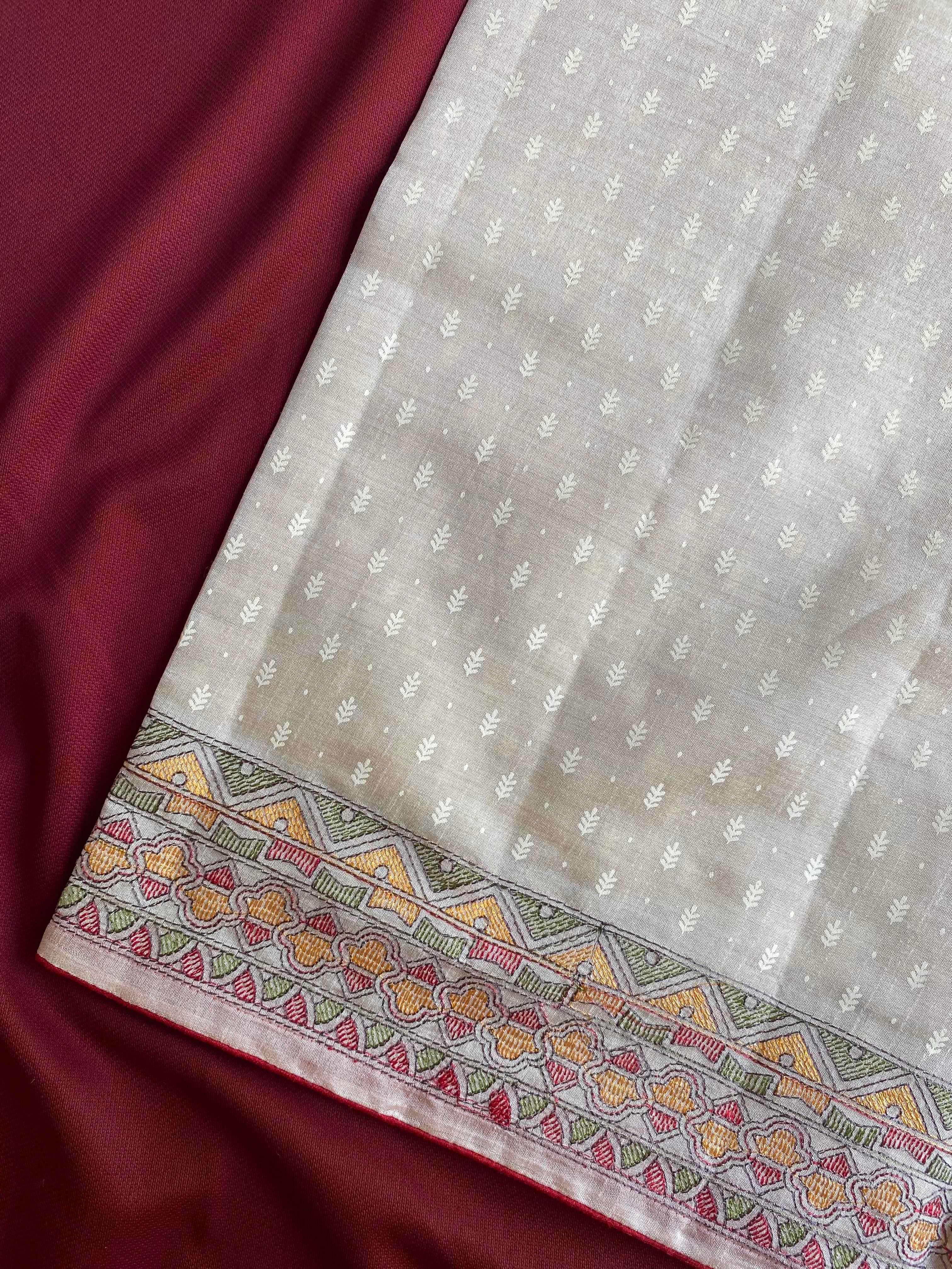 PURE TUSSAR TRADITIONAL MADHUBANI EMBROIDERED SAREE AT WHOLESALE PRICE