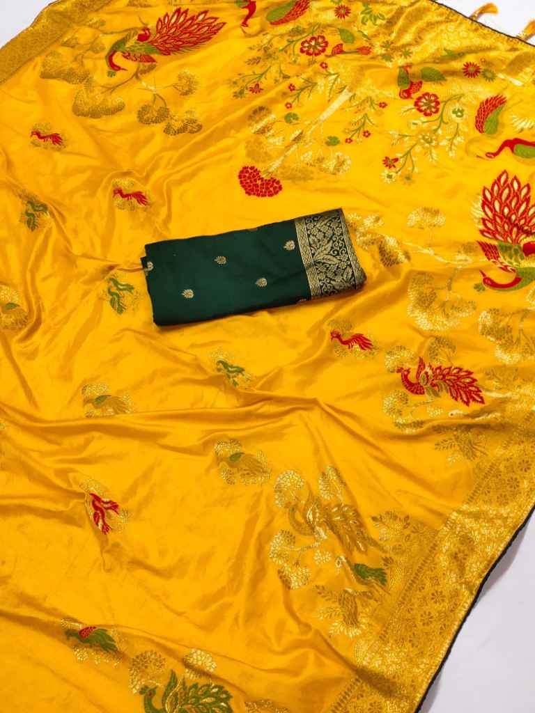 PURE VISCOSE DOLLA SILK WITH HEAVY MEENAKARI SAREE AT WHOLESALE PRICE