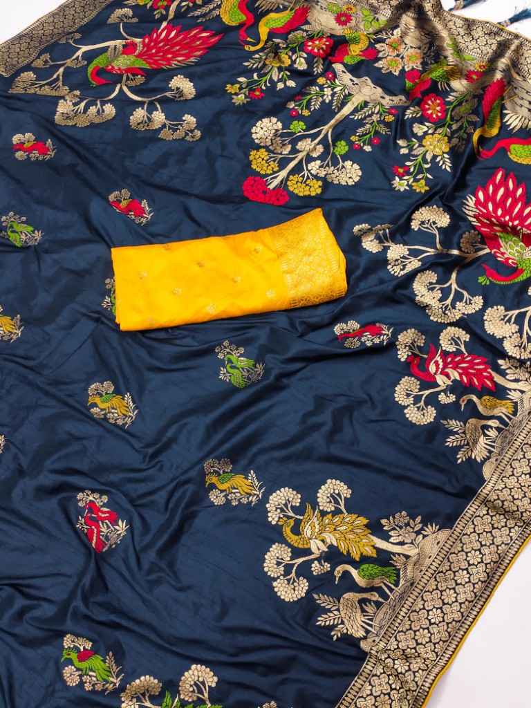PURE VISCOSE DOLLA SILK WITH HEAVY MEENAKARI SAREE AT WHOLESALE PRICE