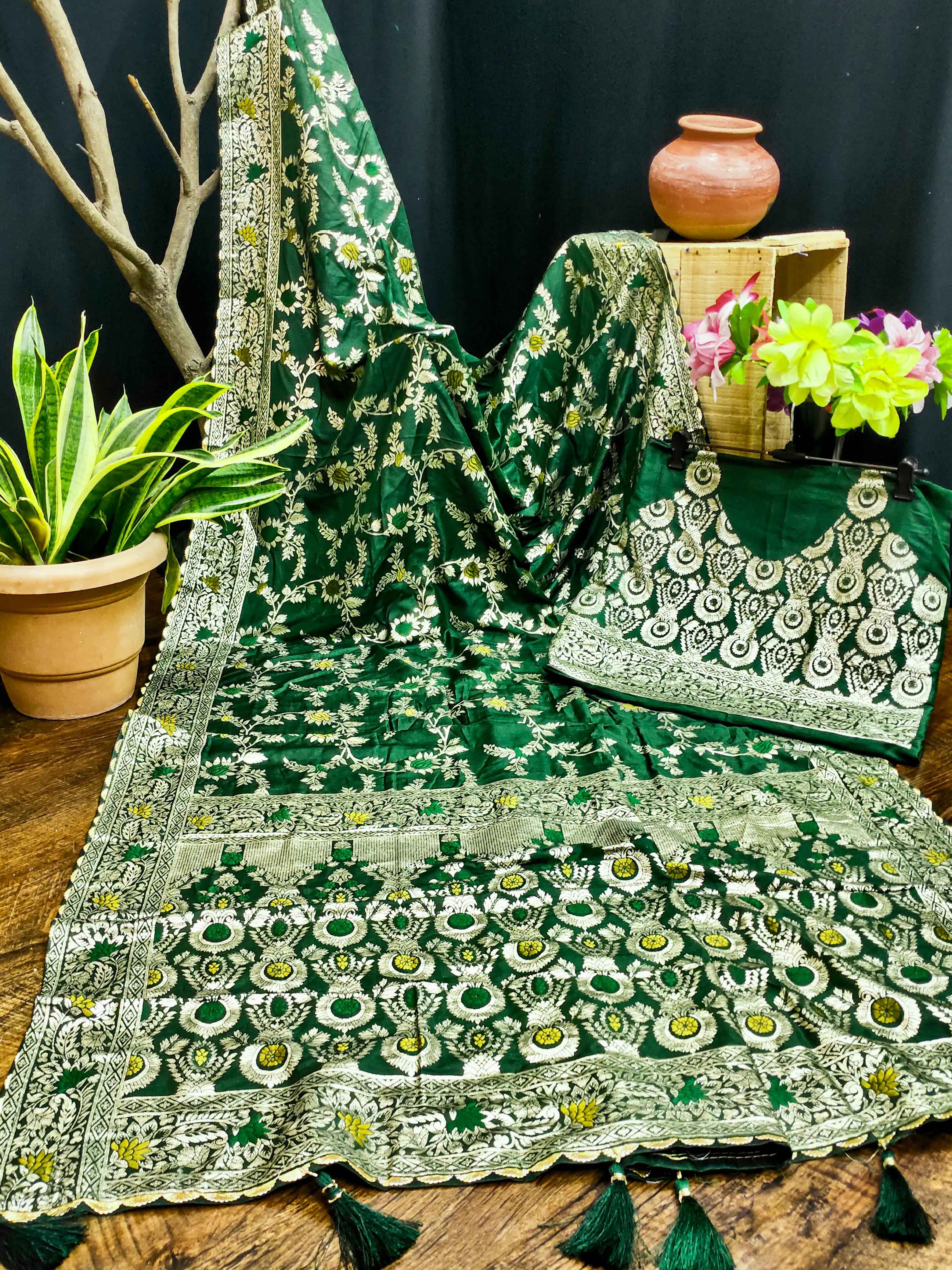 PURE VISCOSE DOLLA SILK WITH HEAVY MEENAKARI WEAVING SAREE AT WHOLESALE PRICE