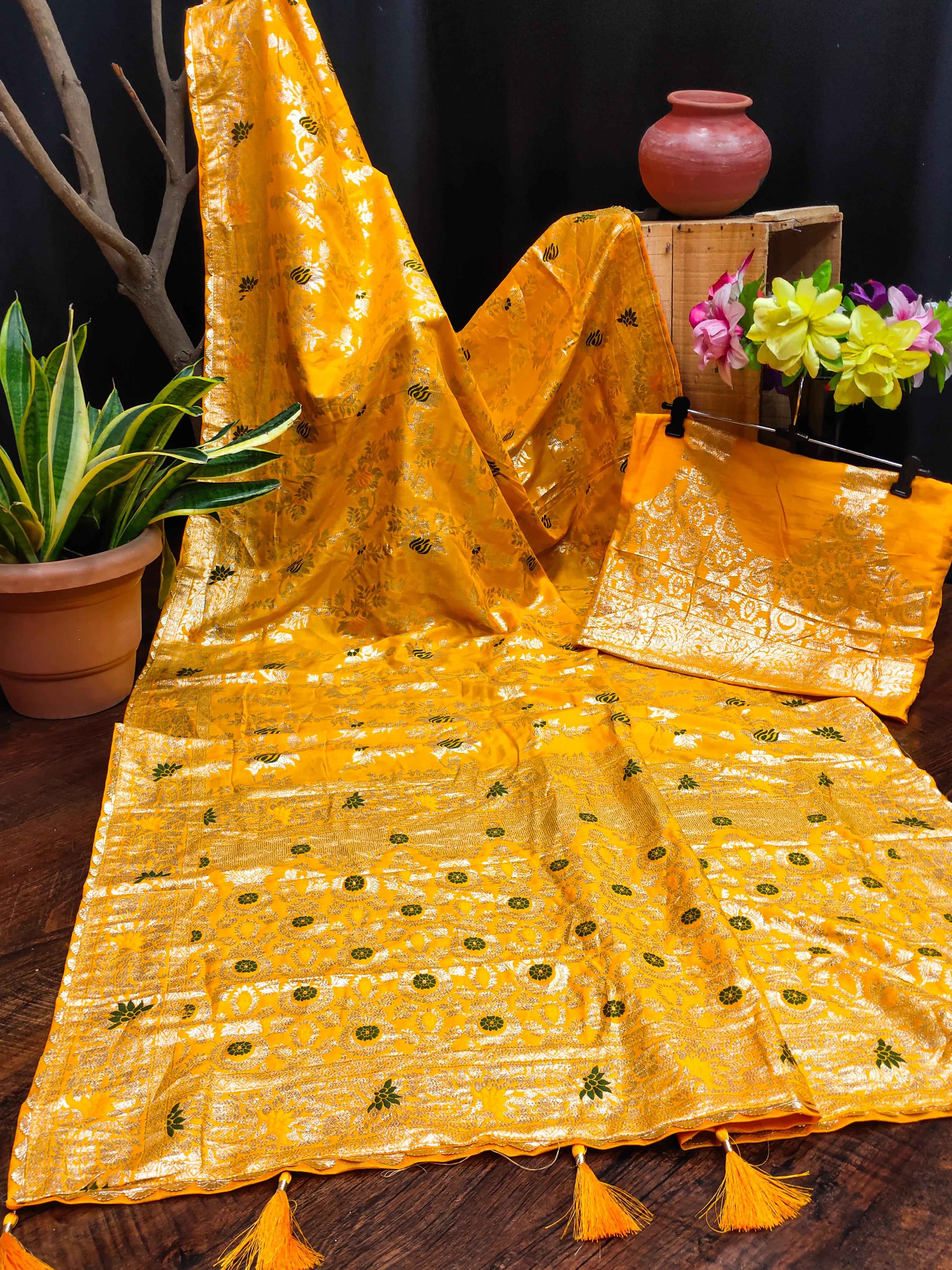 PURE VISCOSE DOLLA SILK WITH HEAVY MEENAKARI WEAVING SAREE AT WHOLESALE PRICE