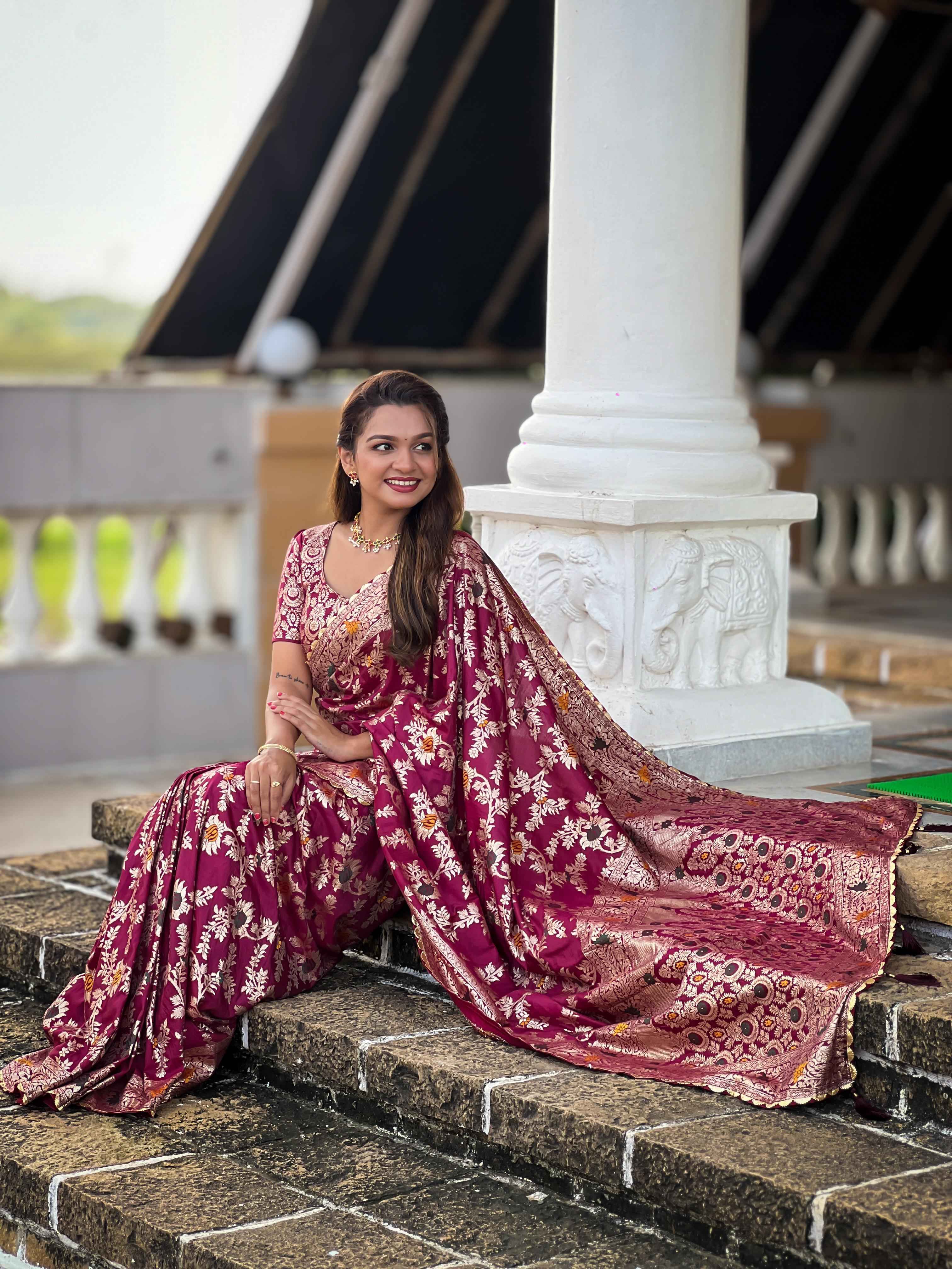 PURE VISCOSE DOLLA SILK WITH HEAVY MEENAKARI WEAVING SAREE AT WHOLESALE PRICE