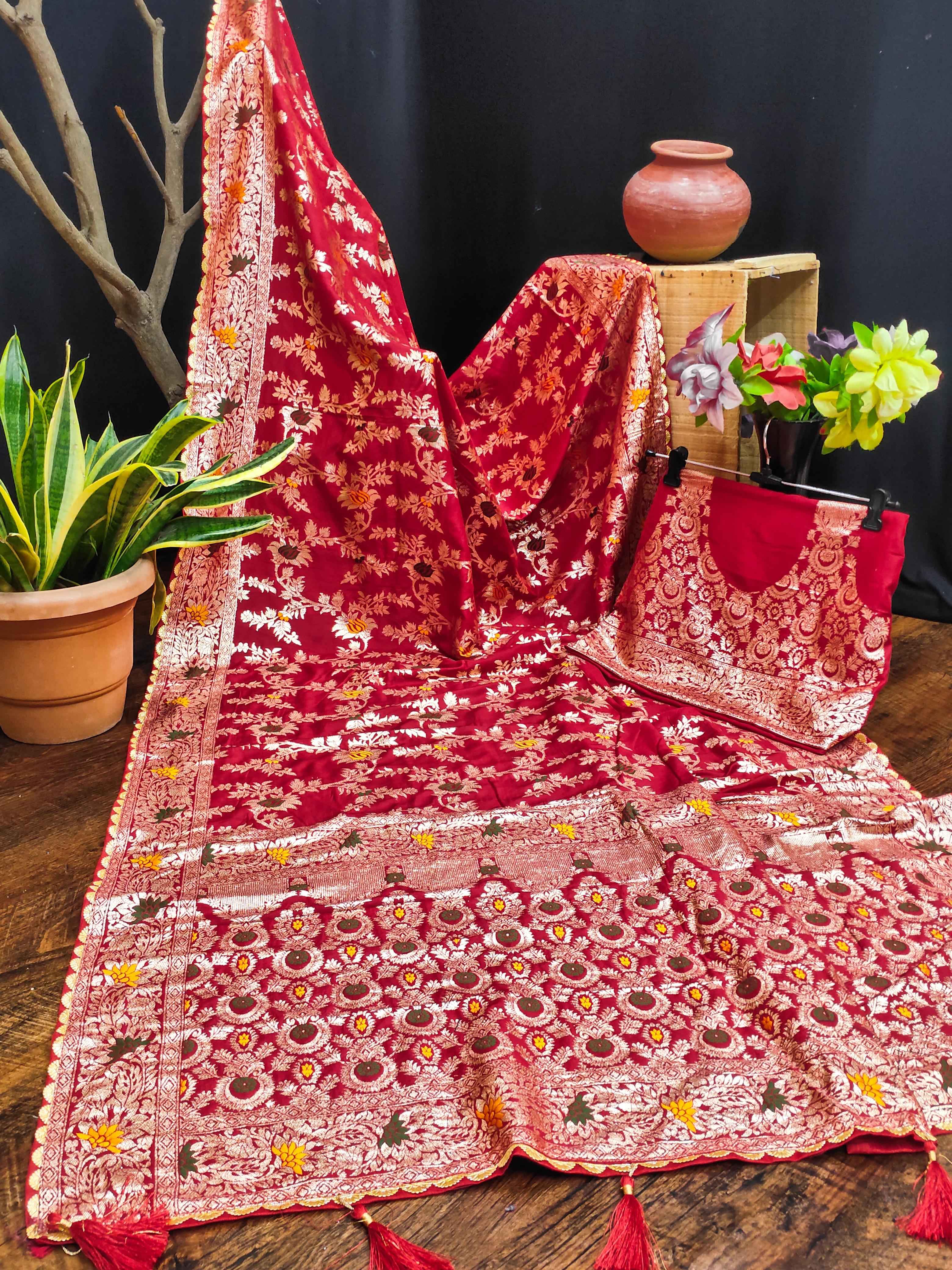 PURE VISCOSE DOLLA SILK WITH HEAVY MEENAKARI WEAVING SAREE AT WHOLESALE PRICE