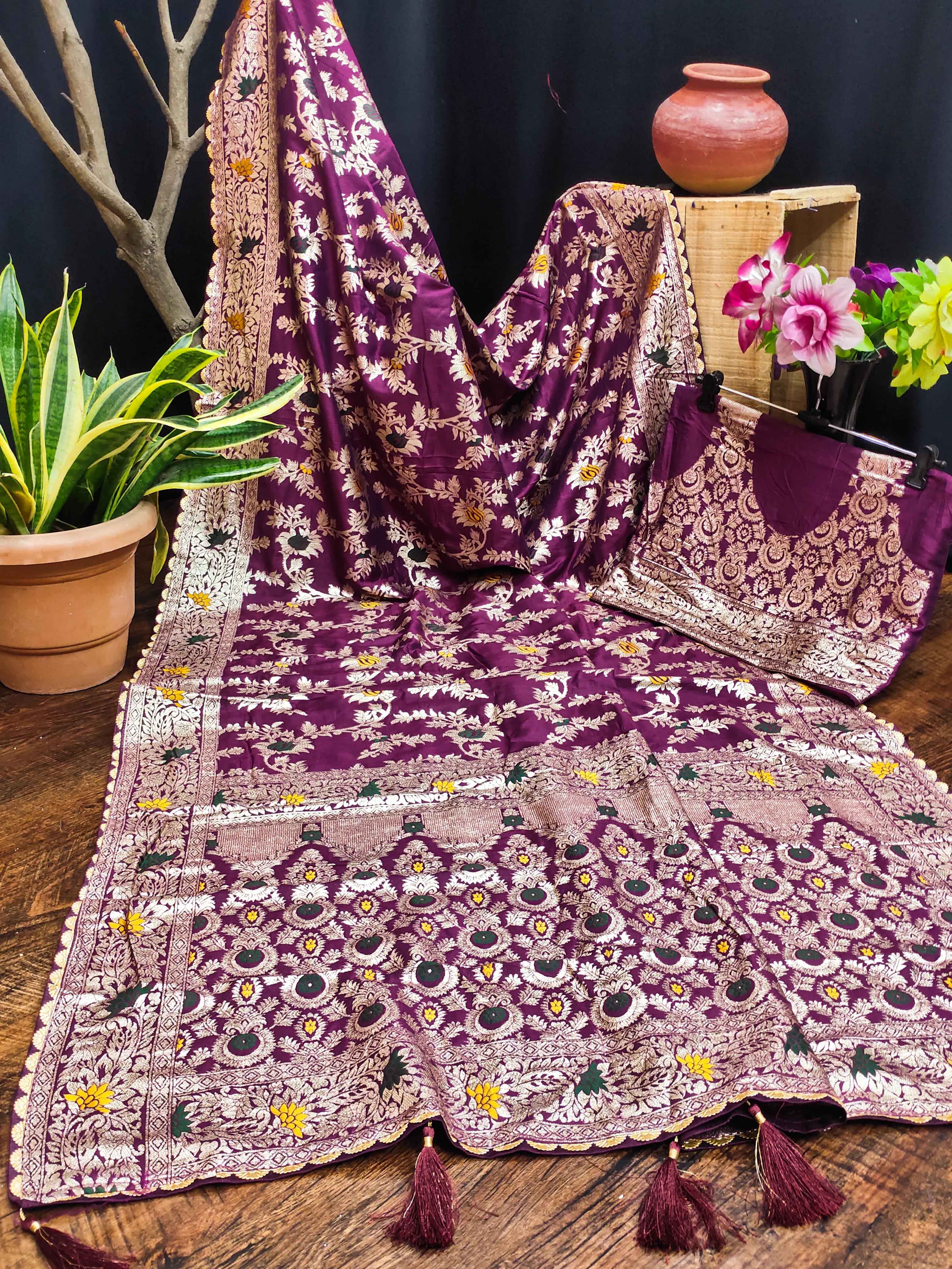 PURE VISCOSE DOLLA SILK WITH HEAVY MEENAKARI WEAVING SAREE AT WHOLESALE PRICE