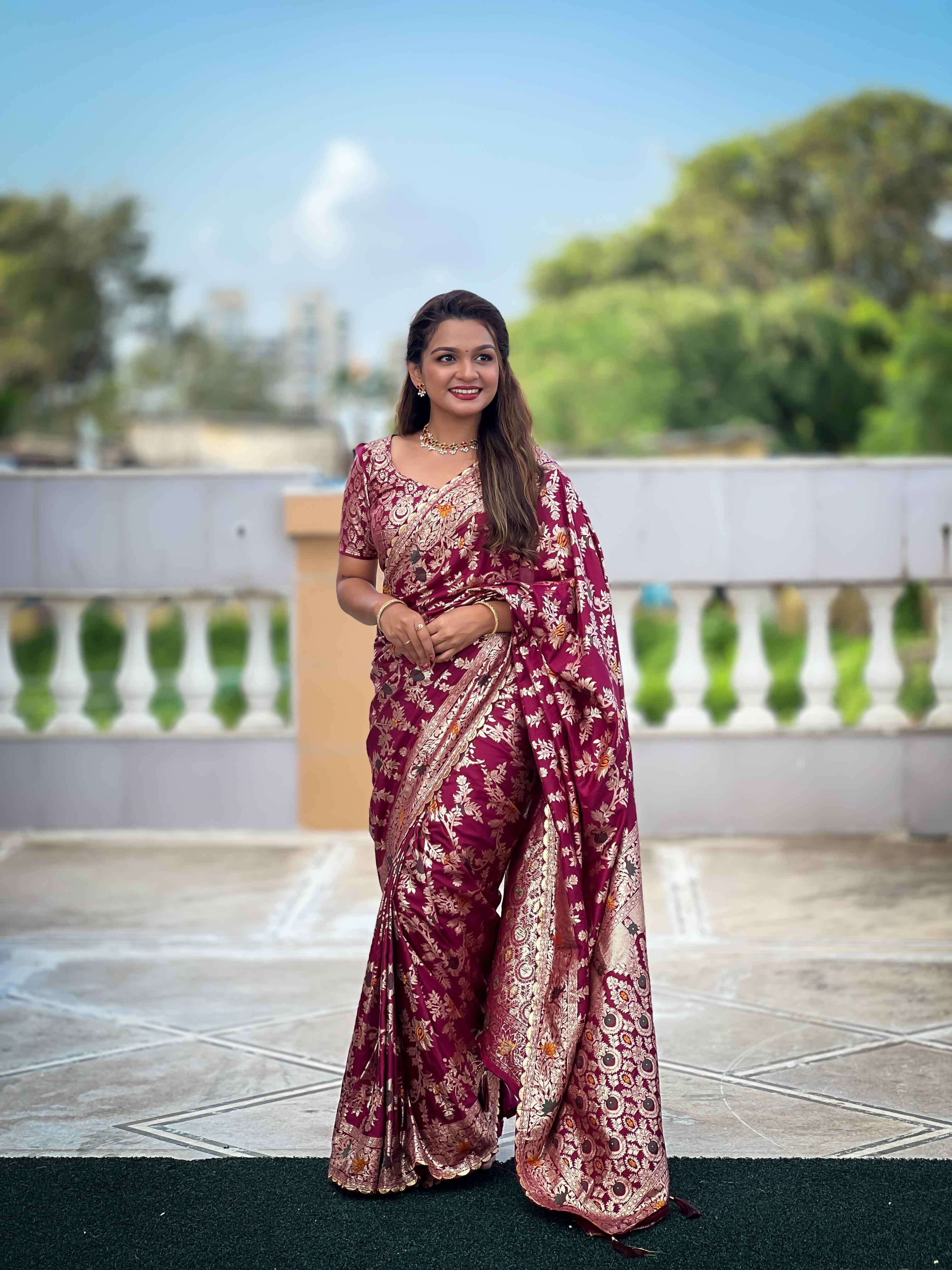 PURE VISCOSE DOLLA SILK WITH HEAVY MEENAKARI WEAVING SAREE AT WHOLESALE PRICE