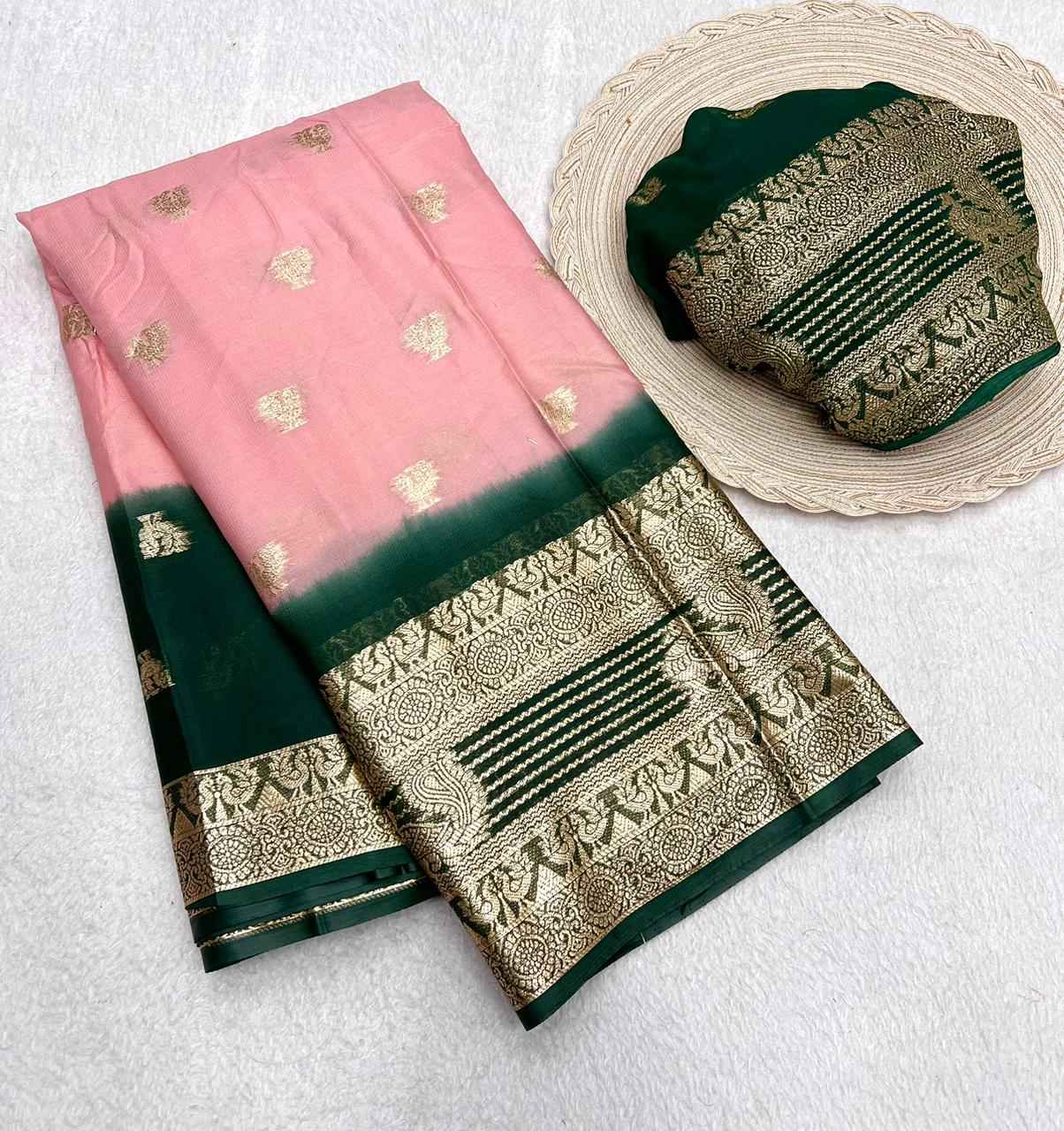 PURE VISCOSE GEORGETTE WITH BIG BORDER SAREE AT WHOLESALE PRICE