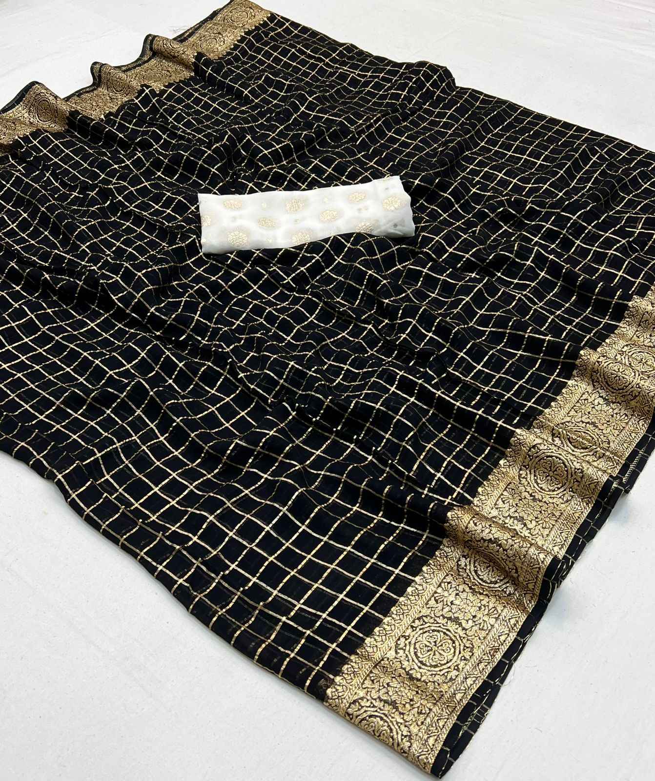 PURE VISCOSE GEORGETTE WITH FANCY ZARI WORK SAREE AT WHOLESALE PRICE