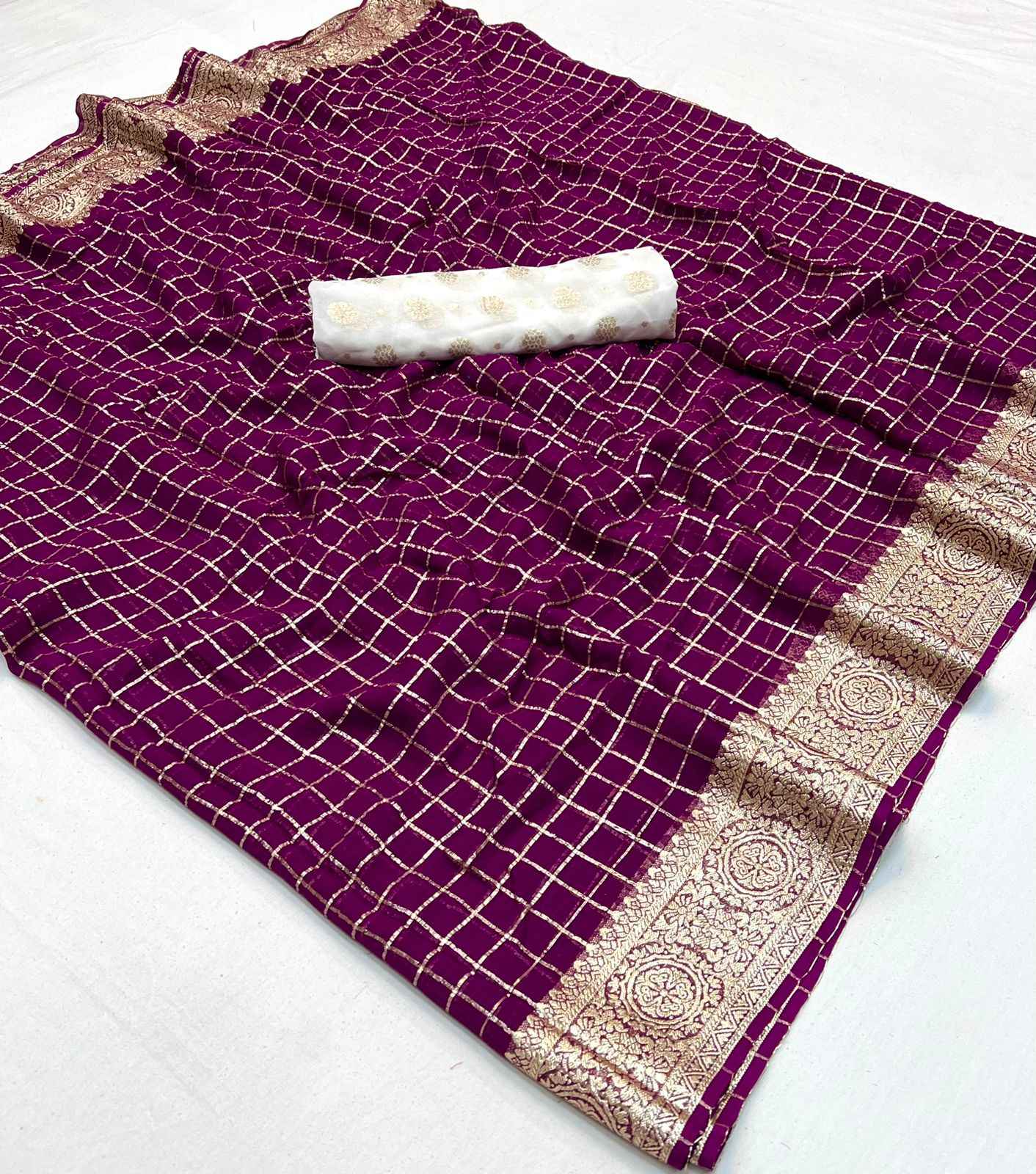 PURE VISCOSE GEORGETTE WITH FANCY ZARI WORK SAREE AT WHOLESALE PRICE