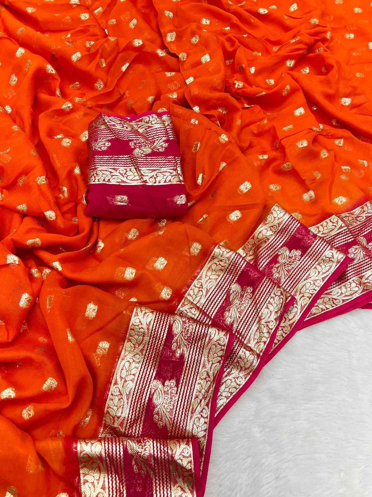 PURE VISCOSE GEORGETTE ZARI WORK SAREE AT WHOLESALE PRICE