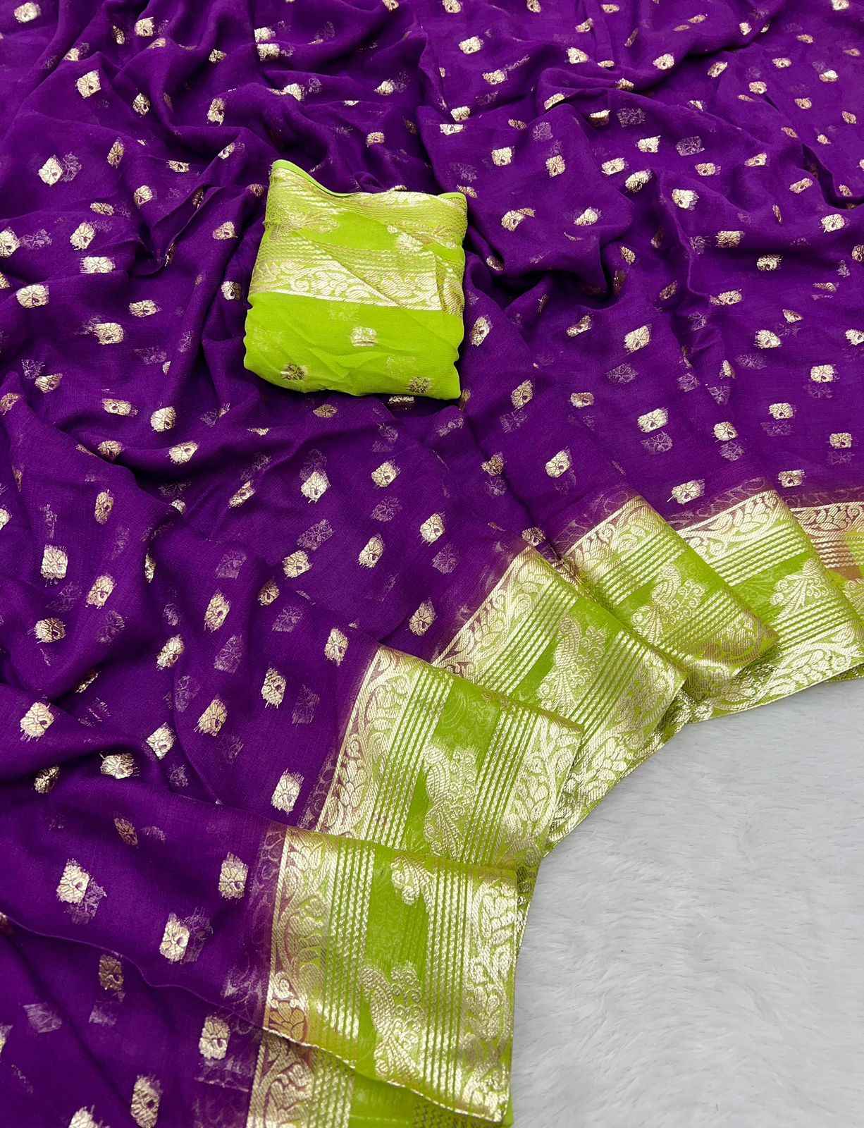 PURE VISCOSE GEORGETTE ZARI WORK SAREE AT WHOLESALE PRICE