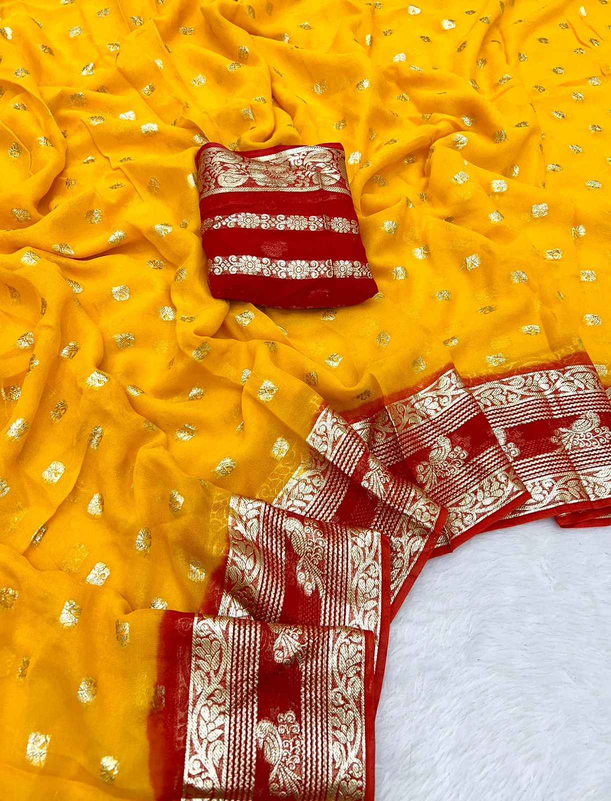 PURE VISCOSE GEORGETTE ZARI WORK SAREE AT WHOLESALE PRICE