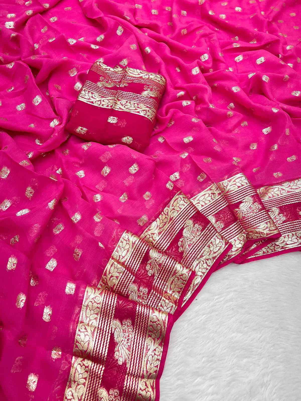 PURE VISCOSE GEORGETTE ZARI WORK SAREE AT WHOLESALE PRICE
