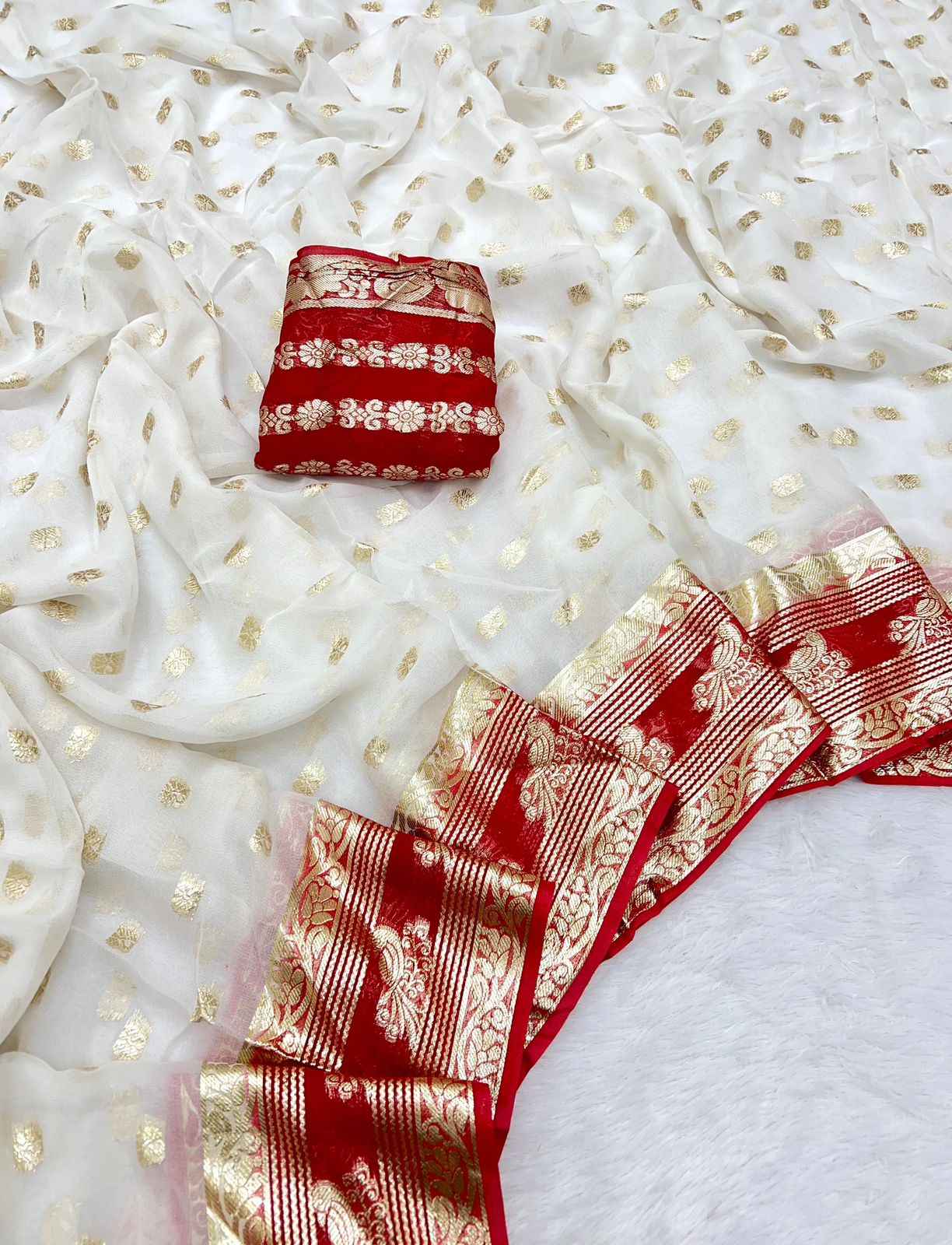 PURE VISCOSE GEORGETTE ZARI WORK SAREE AT WHOLESALE PRICE