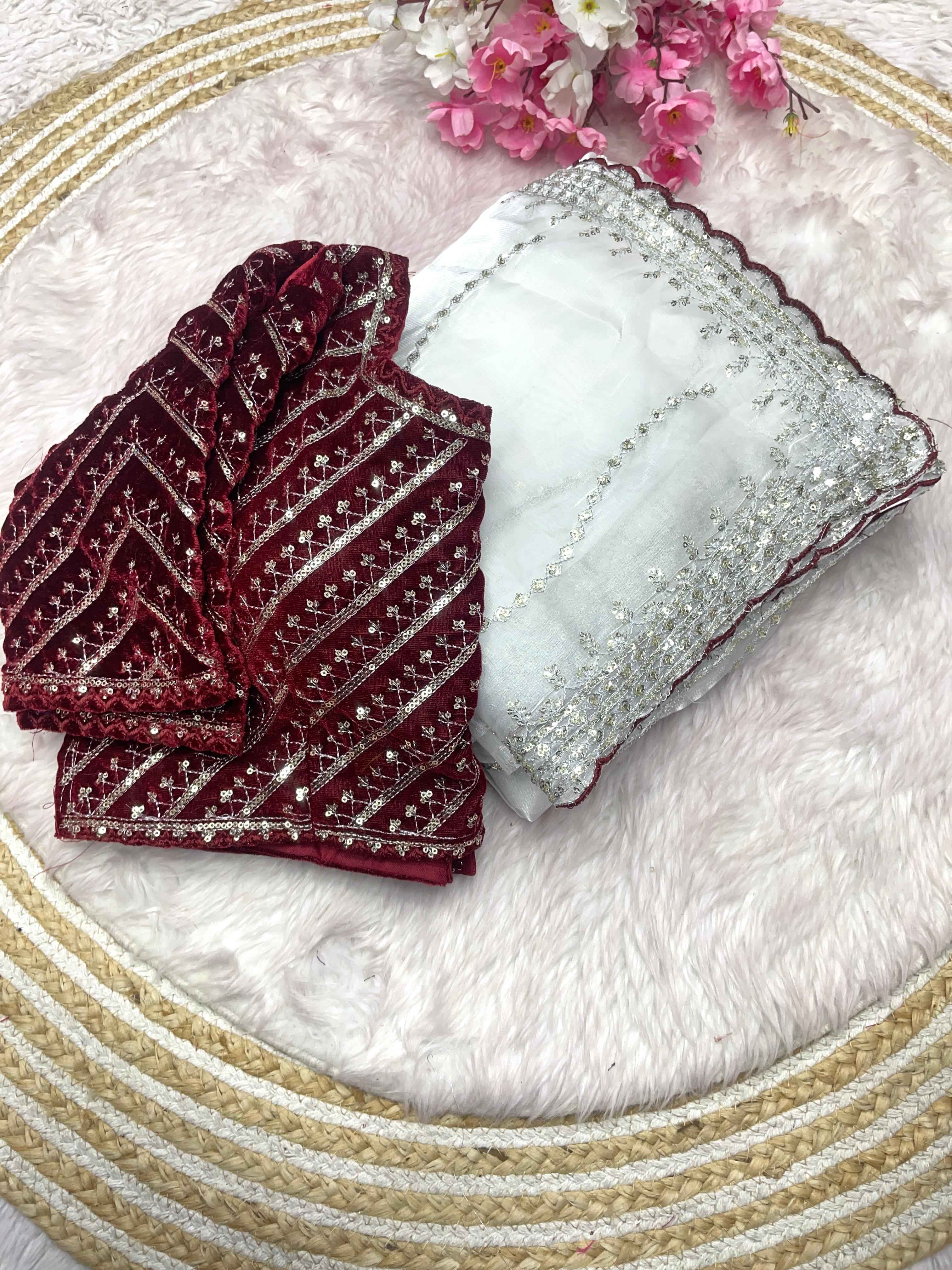 PURE ZIMMY CHOO SATIN SEQUENCE ZARI WORH SAREE AT WHOLESALE PRICE