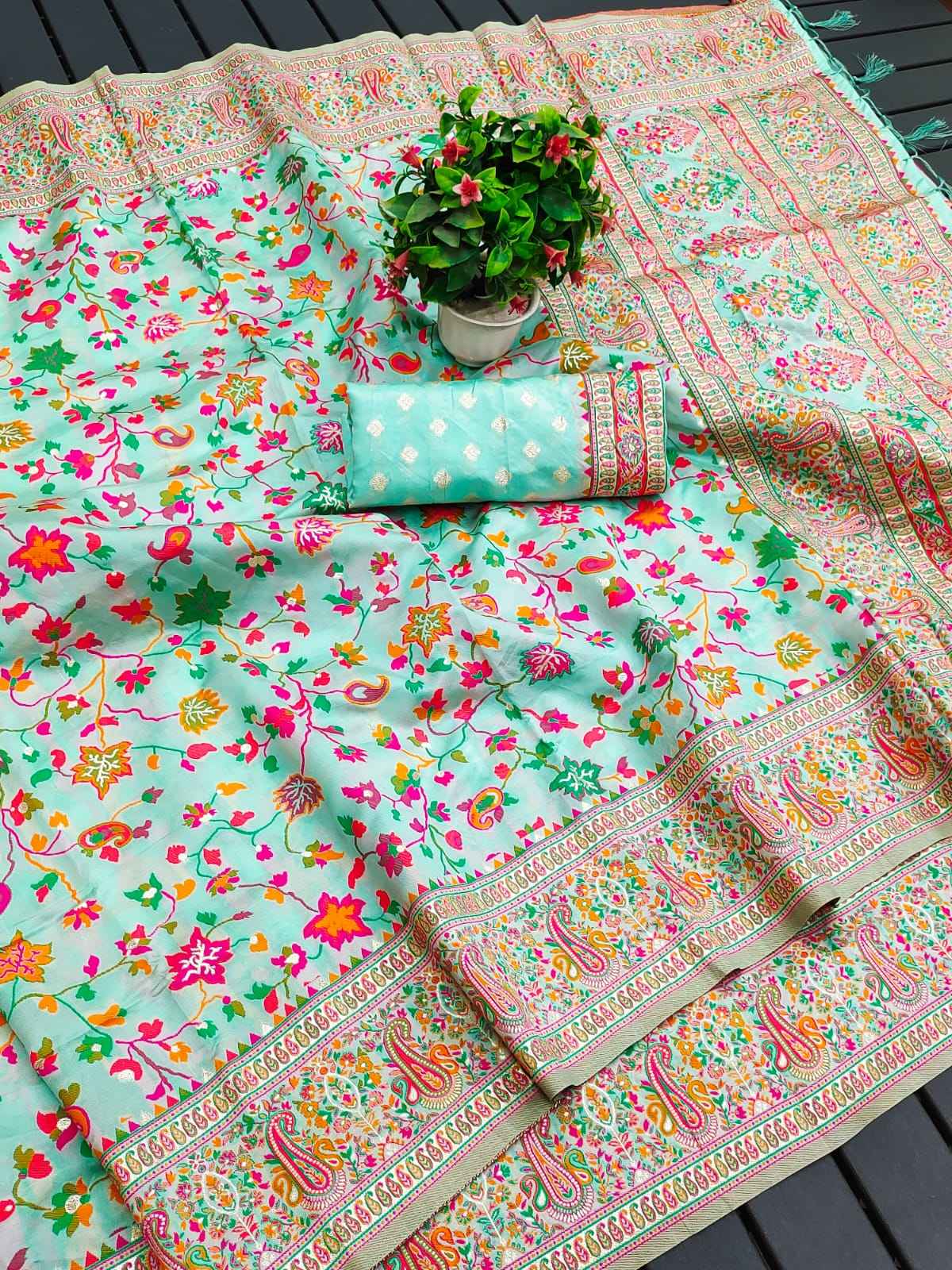 RAJA MOULI - 3 PURE KASHMIRI PASHMINA SILK WEAVING SAREE AT WHOLESALE PRICE