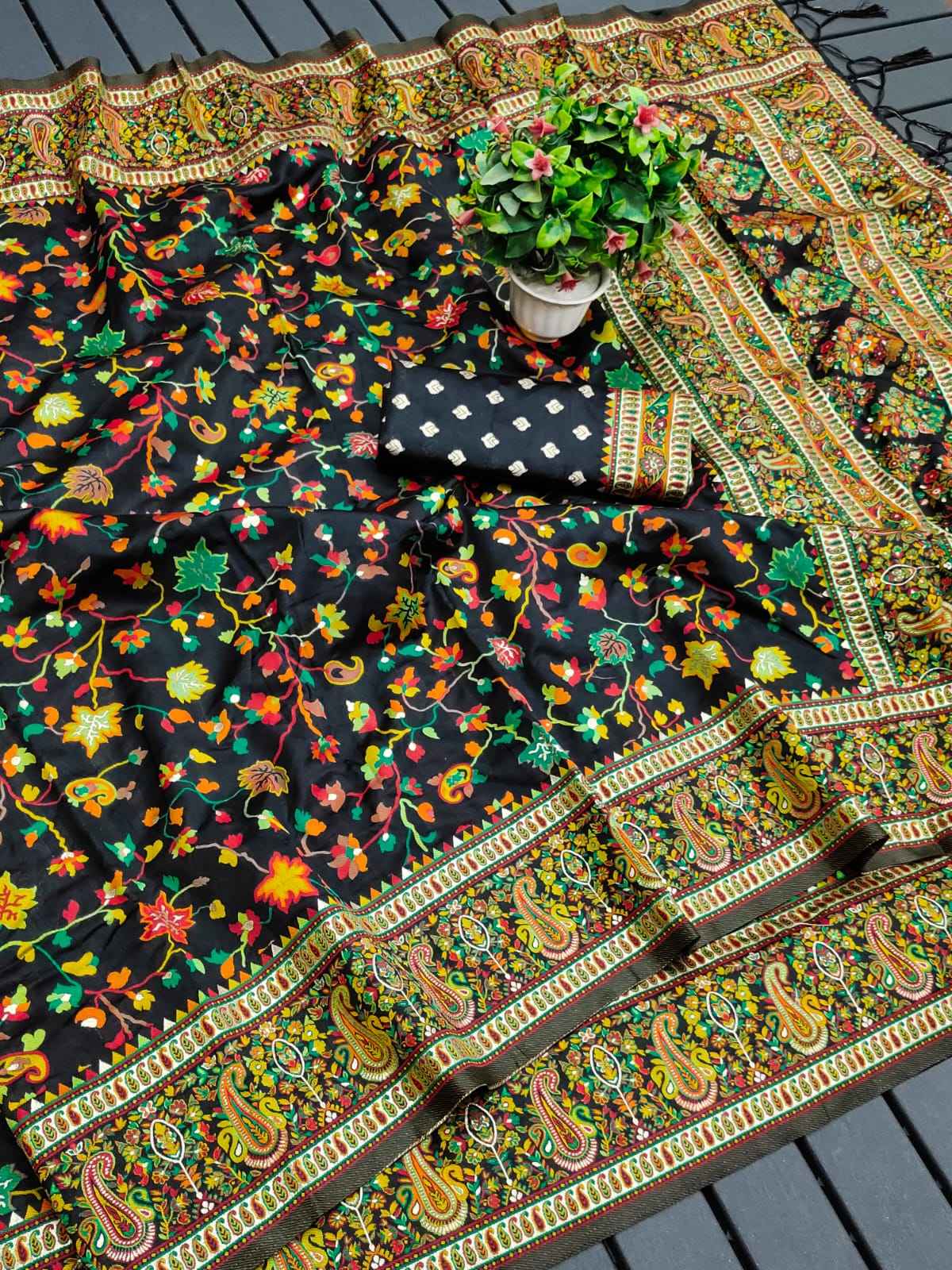 RAJA MOULI - 3 PURE KASHMIRI PASHMINA SILK WEAVING SAREE AT WHOLESALE PRICE