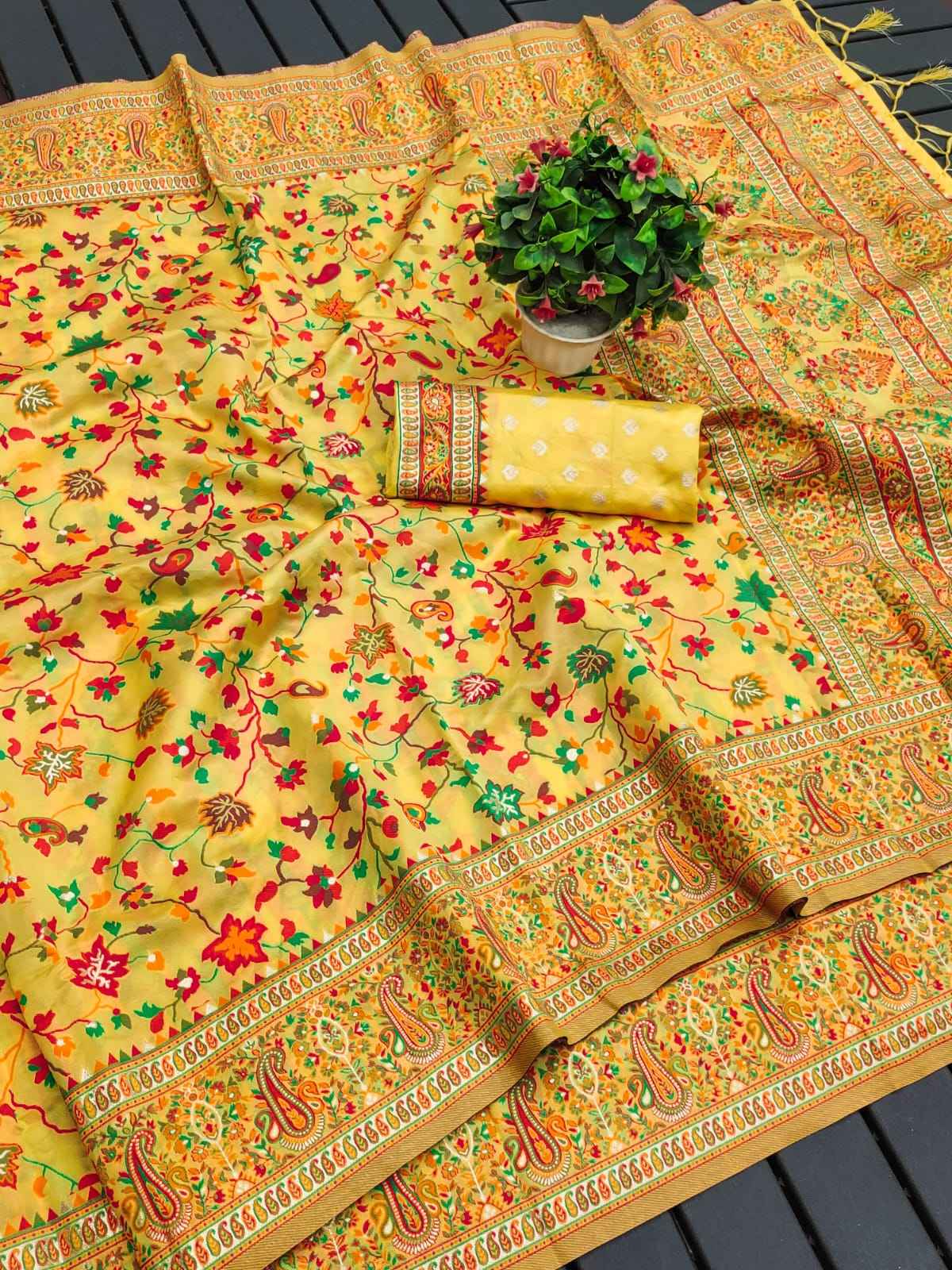 RAJA MOULI - 3 PURE KASHMIRI PASHMINA SILK WEAVING SAREE AT WHOLESALE PRICE