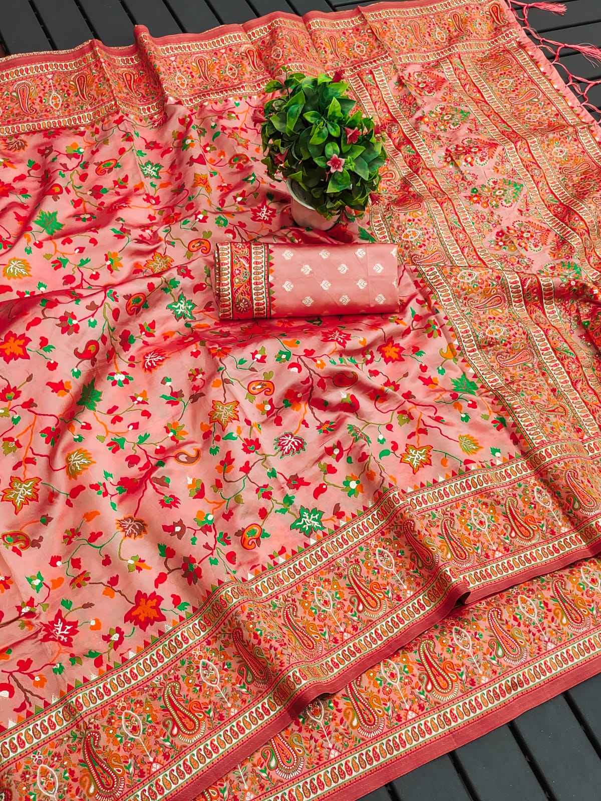 RAJA MOULI - 3 PURE KASHMIRI PASHMINA SILK WEAVING SAREE AT WHOLESALE PRICE