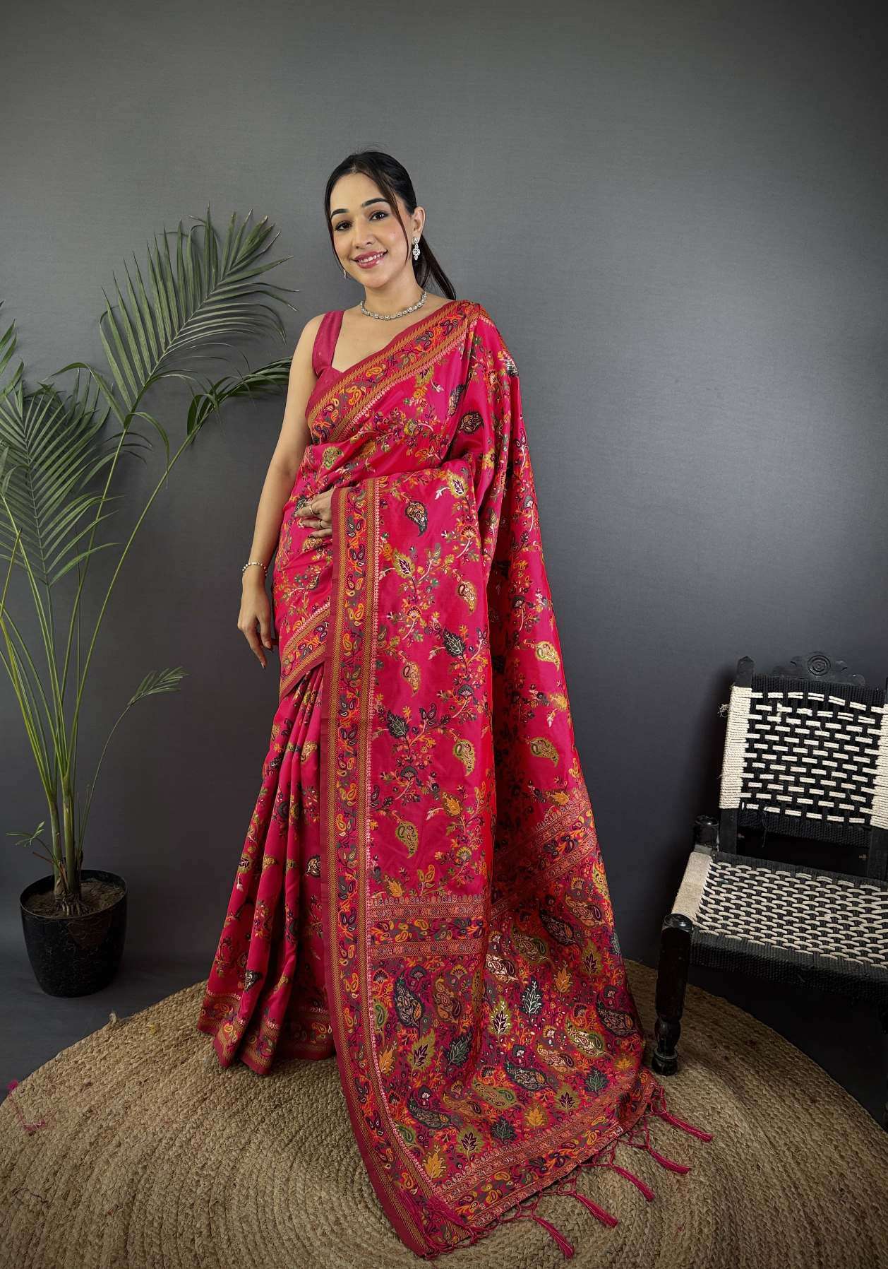 RAJA MOULI PURE KASHMIRI PASHMINA SILK WEAVING SAREE AT WHOLESALE PRICE