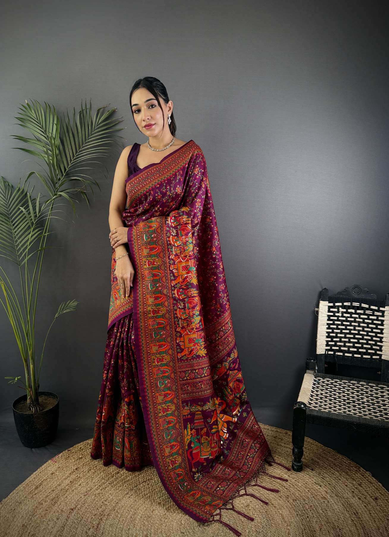 RAJA MOULI PURE KASHMIRI PASHMINA SILK WEAVING SAREE AT WHOLESALE PRICE