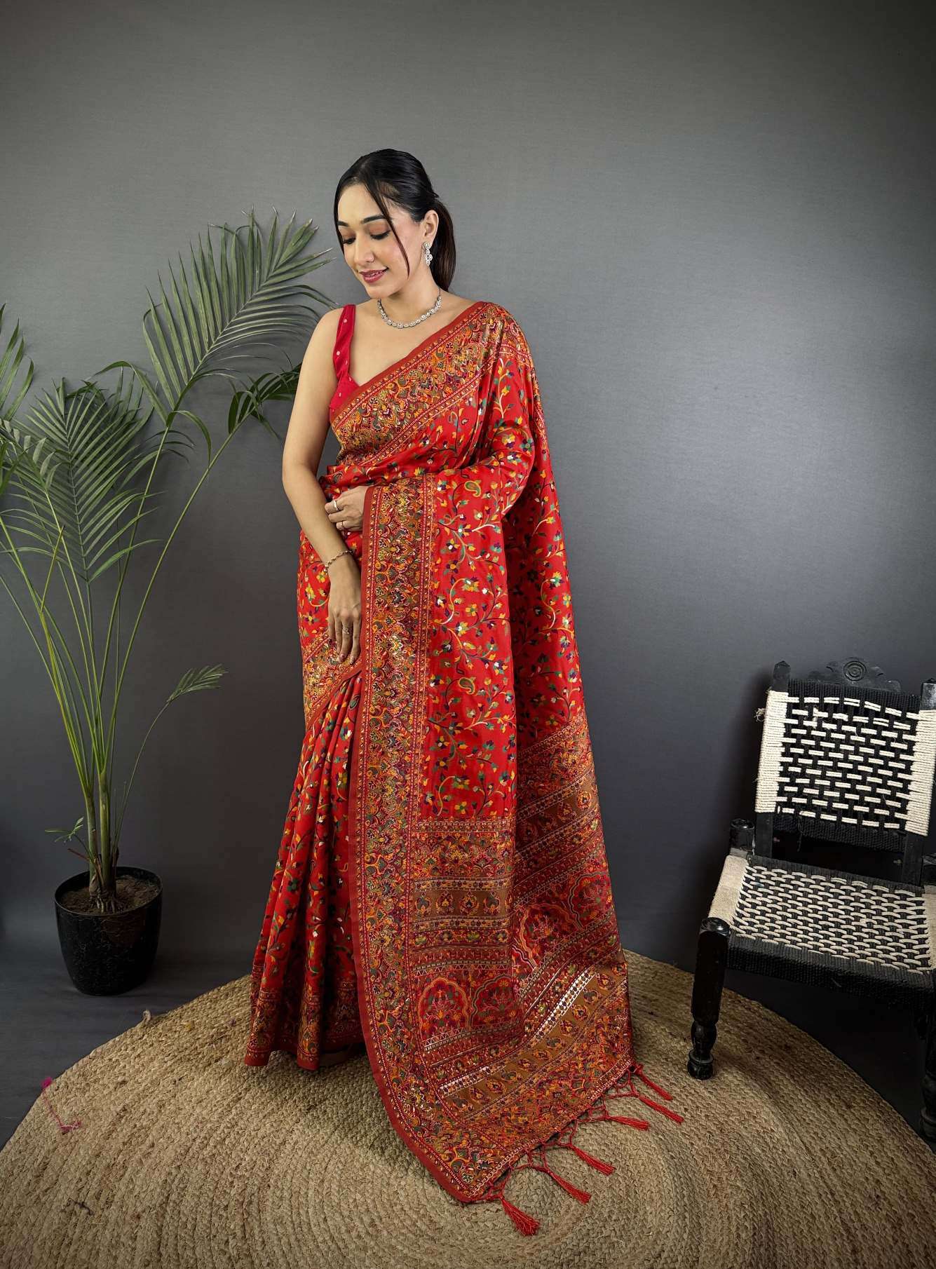RAJA MOULI PURE KASHMIRI PASHMINA SILK WEAVING SAREE AT WHOLESALE PRICE