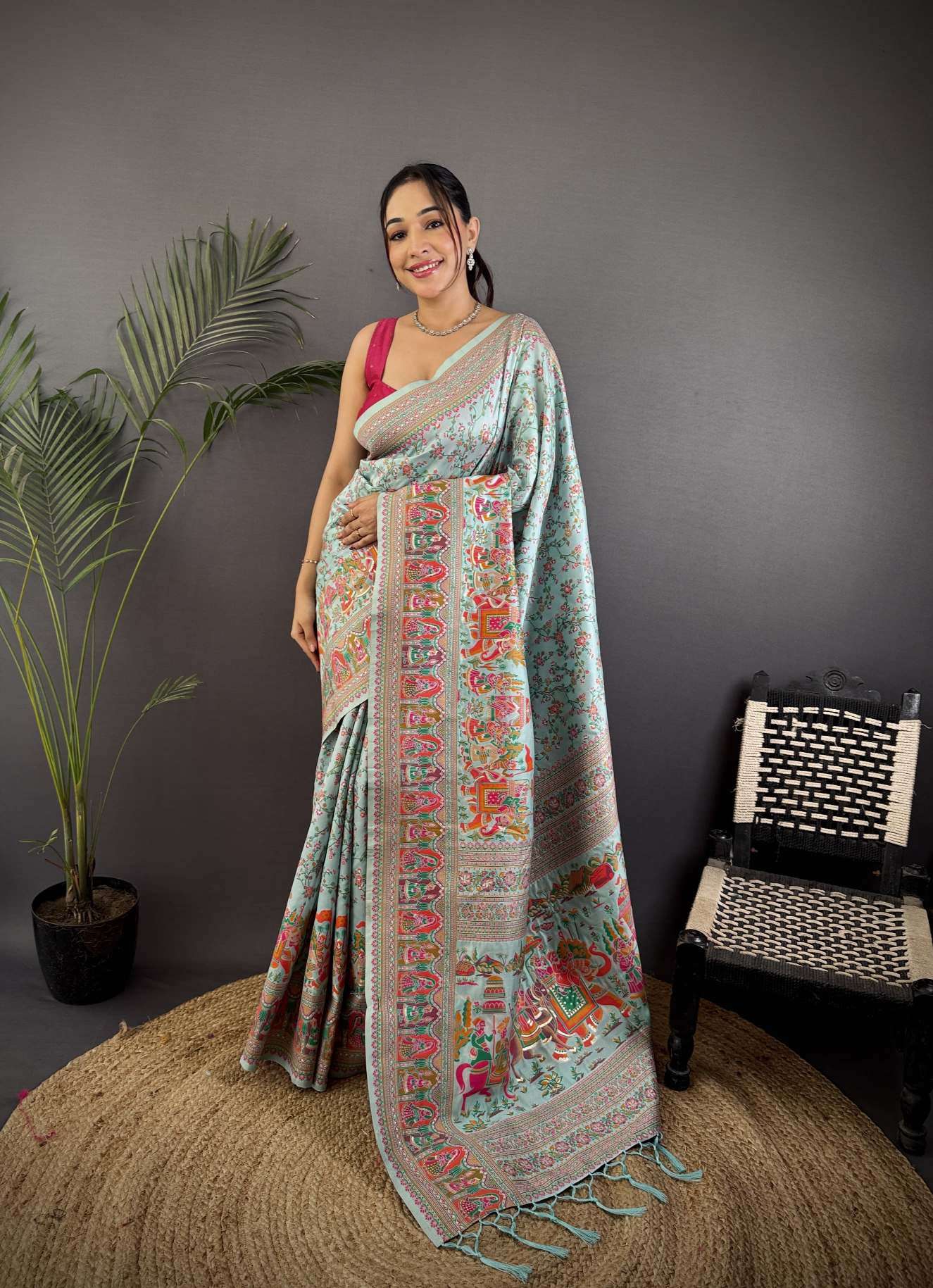 RAJA MOULI PURE KASHMIRI PASHMINA SILK WEAVING SAREE AT WHOLESALE PRICE
