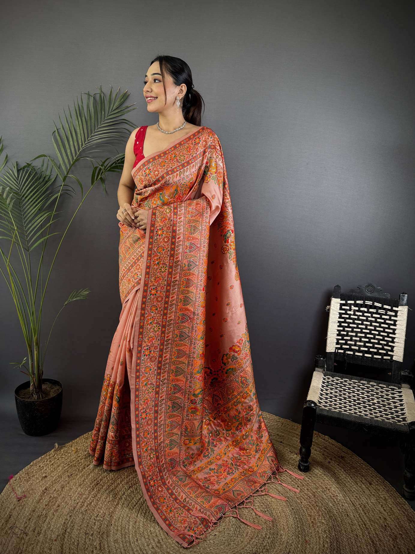 RAJA MOULI PURE KASHMIRI PASHMINA SILK WEAVING SAREE AT WHOLESALE PRICE