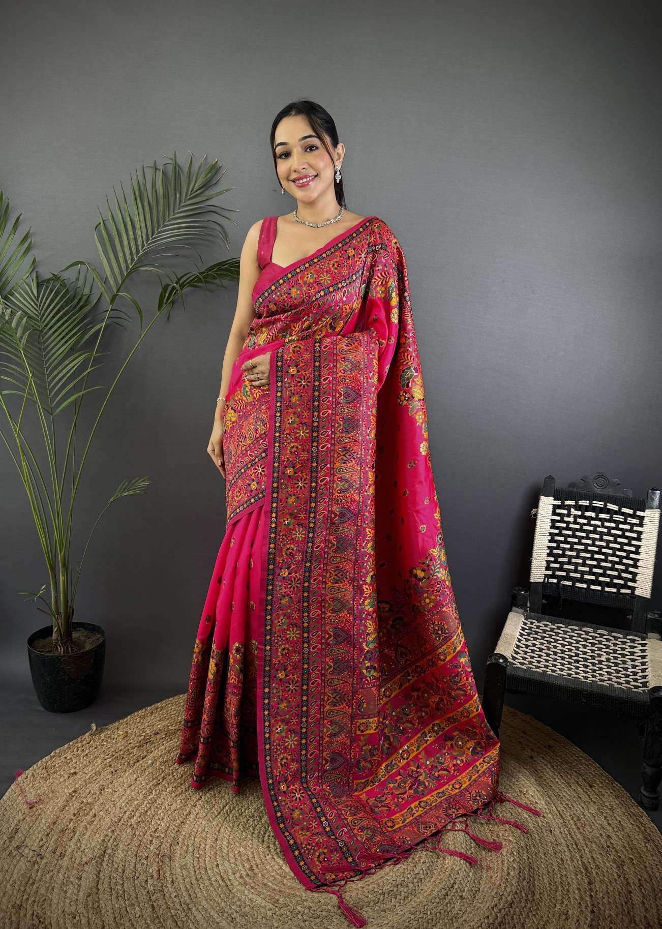RAJA MOULI PURE KASHMIRI PASHMINA SILK WEAVING SAREE AT WHOLESALE PRICE