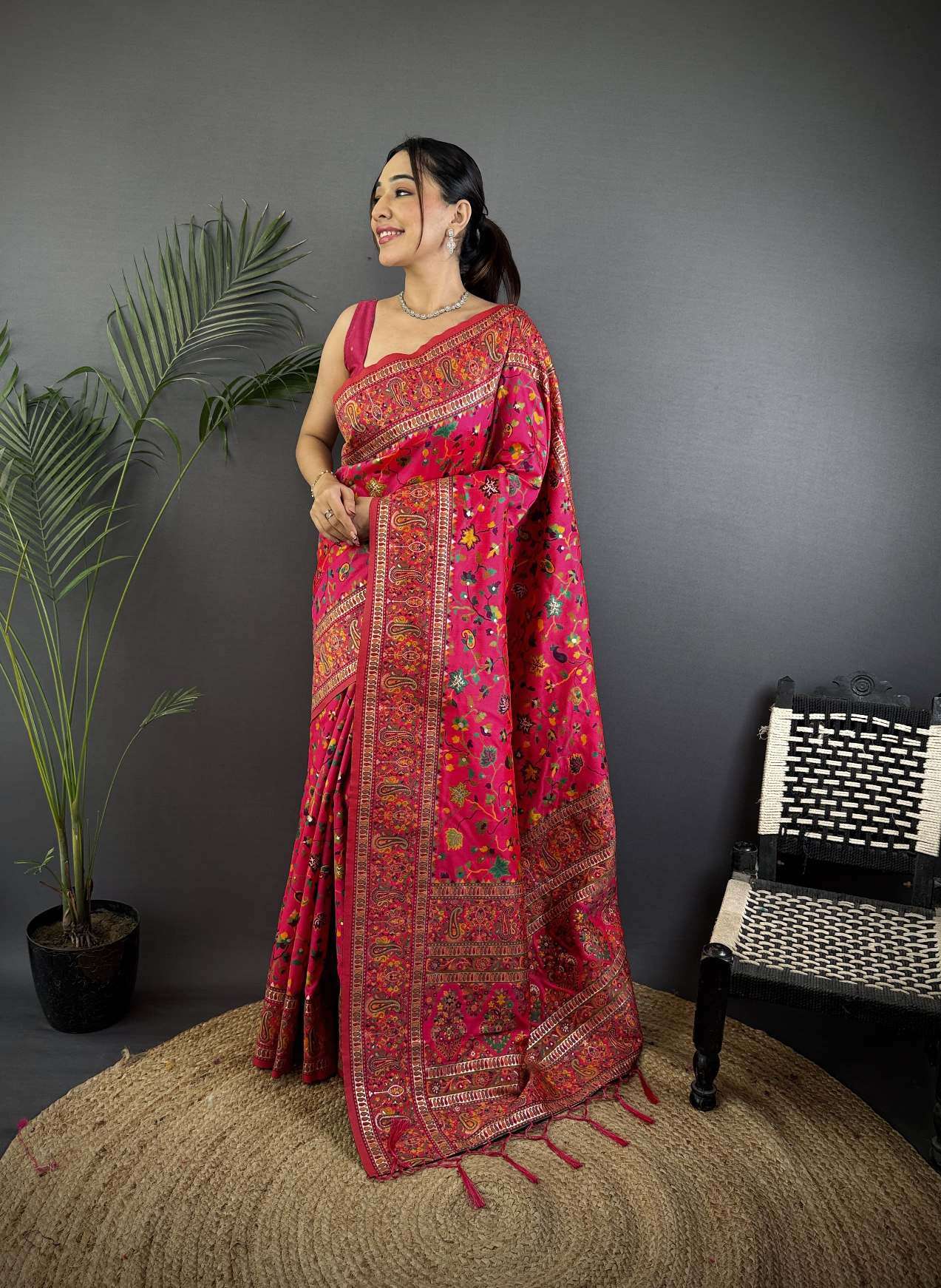 RAJA MOULI PURE KASHMIRI PASHMINA SILK WEAVING SAREE AT WHOLESALE PRICE