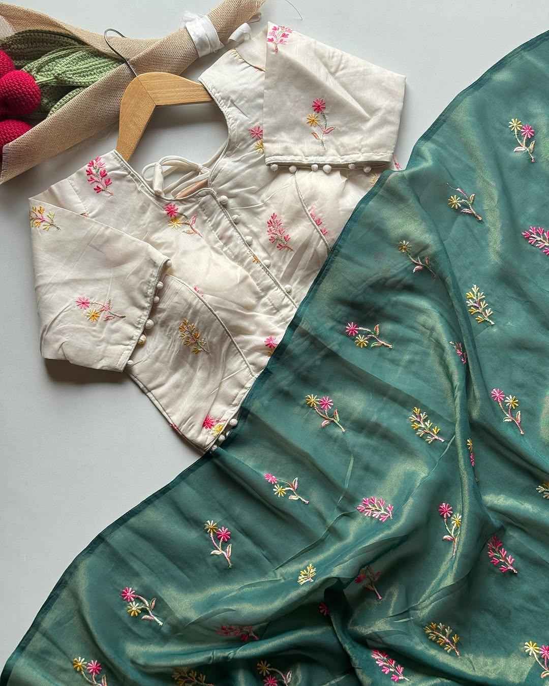 RICH GOLDEN ZARI TISSUE WITH EMBROIDERY WORK SAREE AT WHOLESALE PRICE