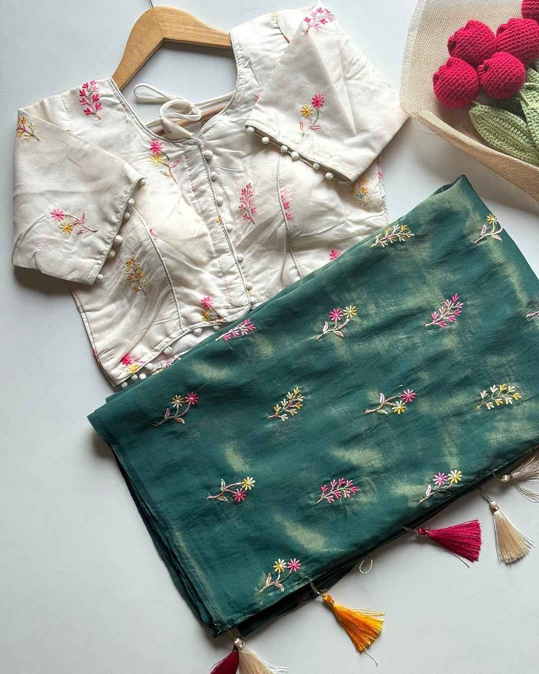 RICH GOLDEN ZARI TISSUE WITH EMBROIDERY WORK SAREE AT WHOLESALE PRICE