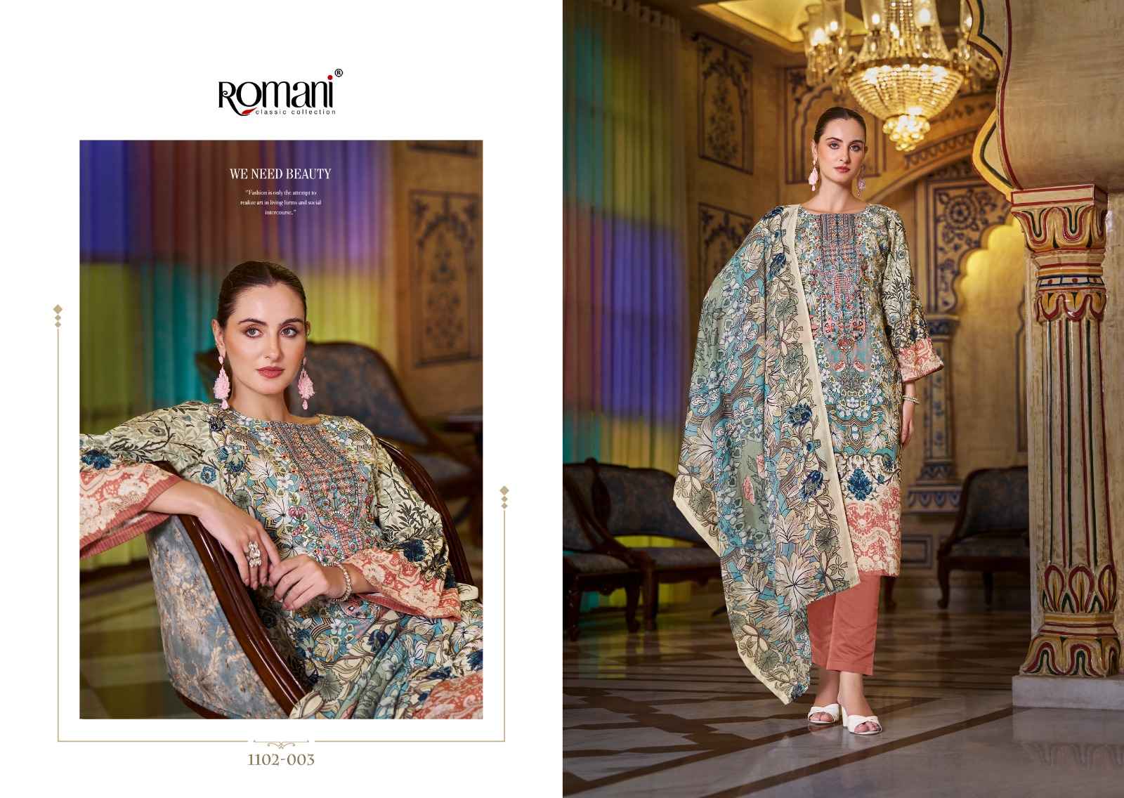 ROMANI AARZU VOL 18  SOFT COTTON DIGITAL PRINTED EMBROIDERY DRESS MATERIAL AT WHOLESALE PRICE