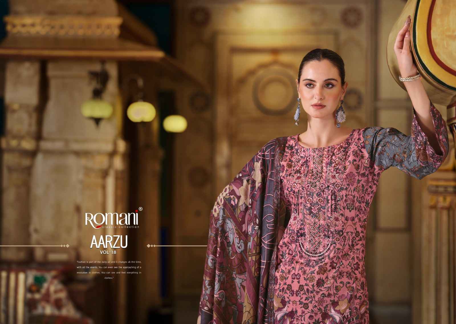 ROMANI AARZU VOL 18  SOFT COTTON DIGITAL PRINTED EMBROIDERY DRESS MATERIAL AT WHOLESALE PRICE