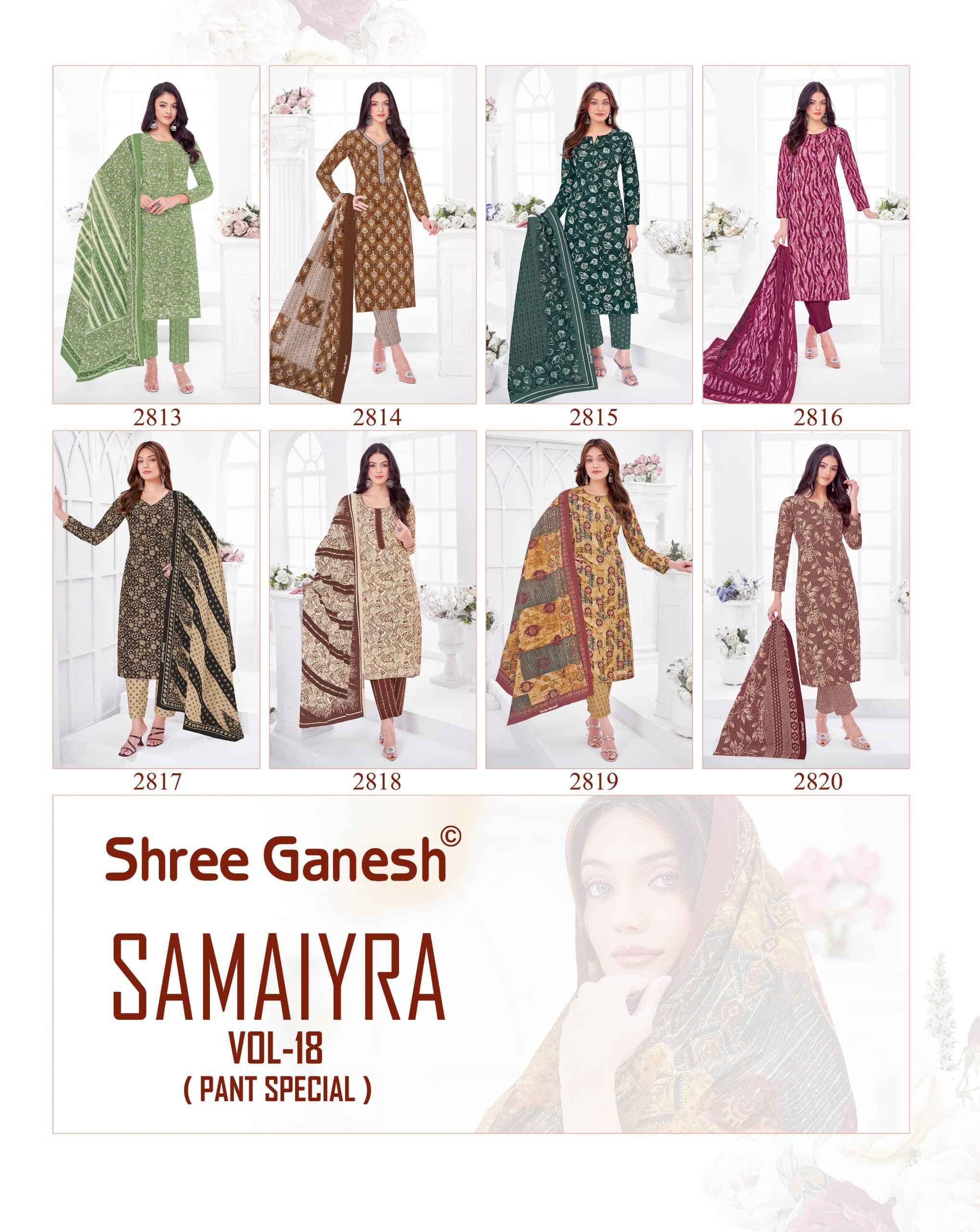 SHREE GANESH SAMAIYRA VOL-18 PURE COTTON DRESS MATERIAL AT WHOLESALE PRICE