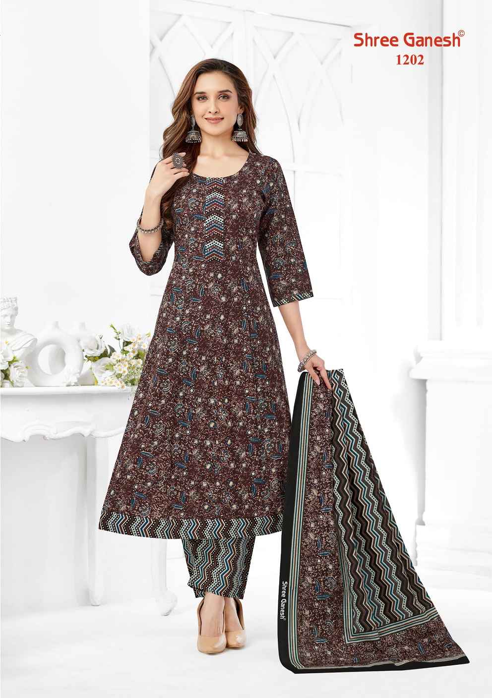SHREE GANESH ZEENAT VOL-2 HEAVY COTTON PRINTED ANARKALI SUIT AT WHOLESALE PRICE