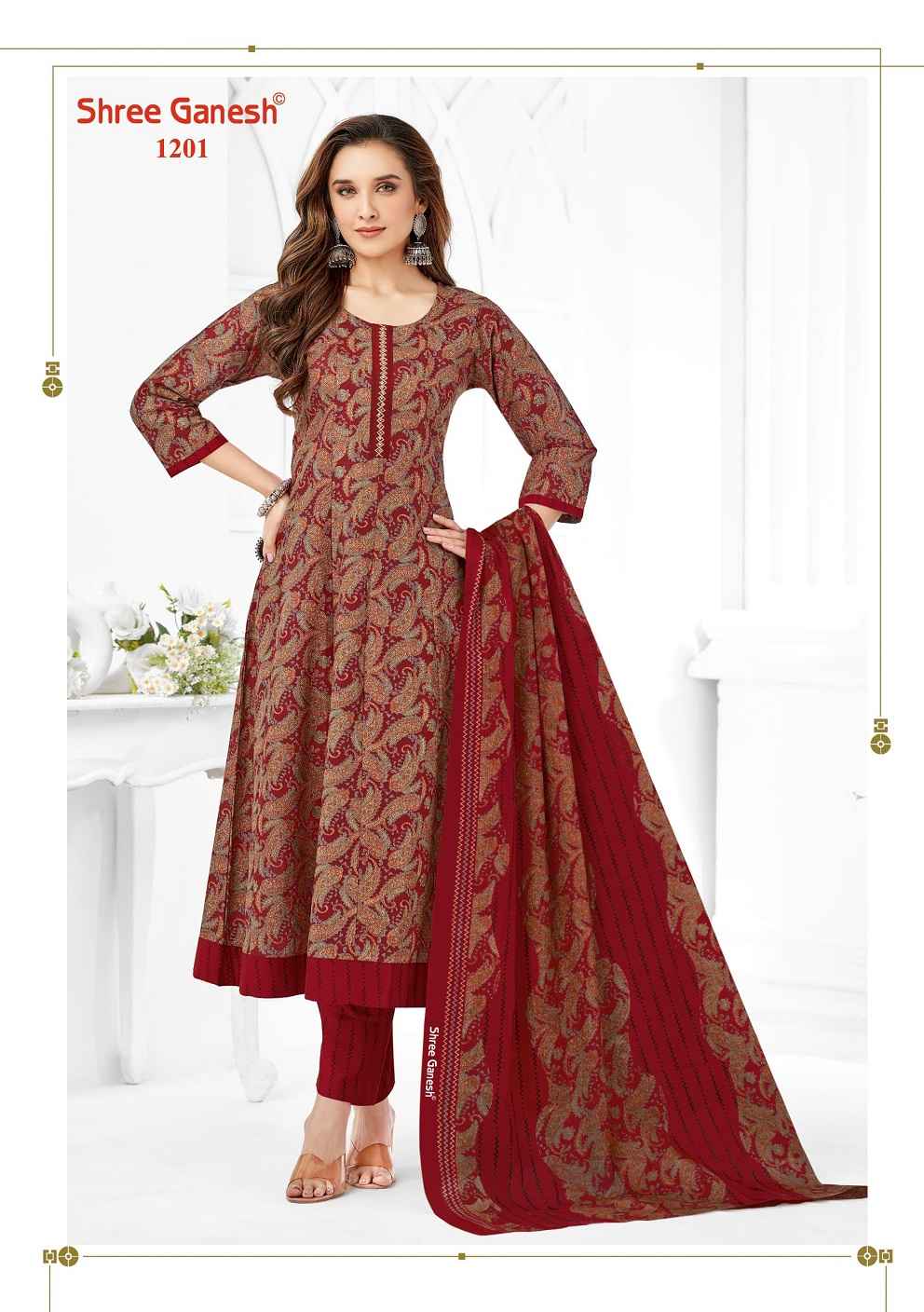 SHREE GANESH ZEENAT VOL-2 HEAVY COTTON PRINTED ANARKALI SUIT AT WHOLESALE PRICE