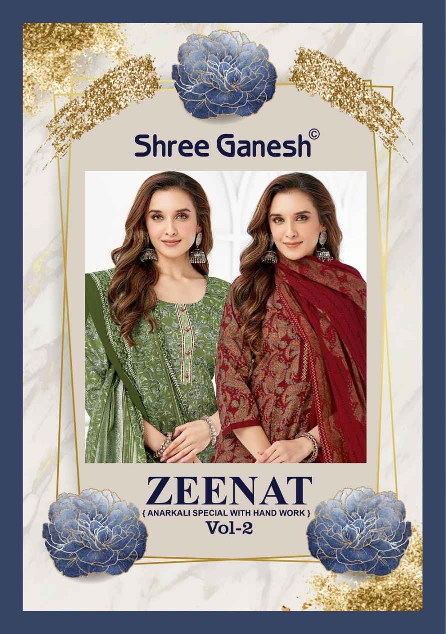 SHREE GANESH ZEENAT VOL-2 HEAVY COTTON PRINTED ANARKALI SUIT AT WHOLESALE PRICE
