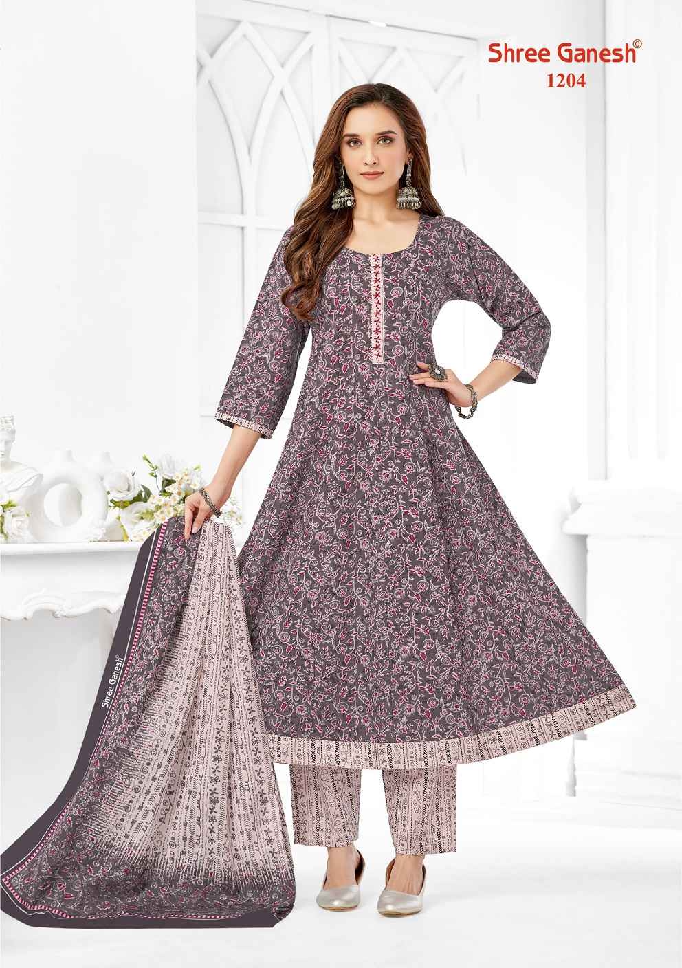 SHREE GANESH ZEENAT VOL-2 HEAVY COTTON PRINTED ANARKALI SUIT AT WHOLESALE PRICE