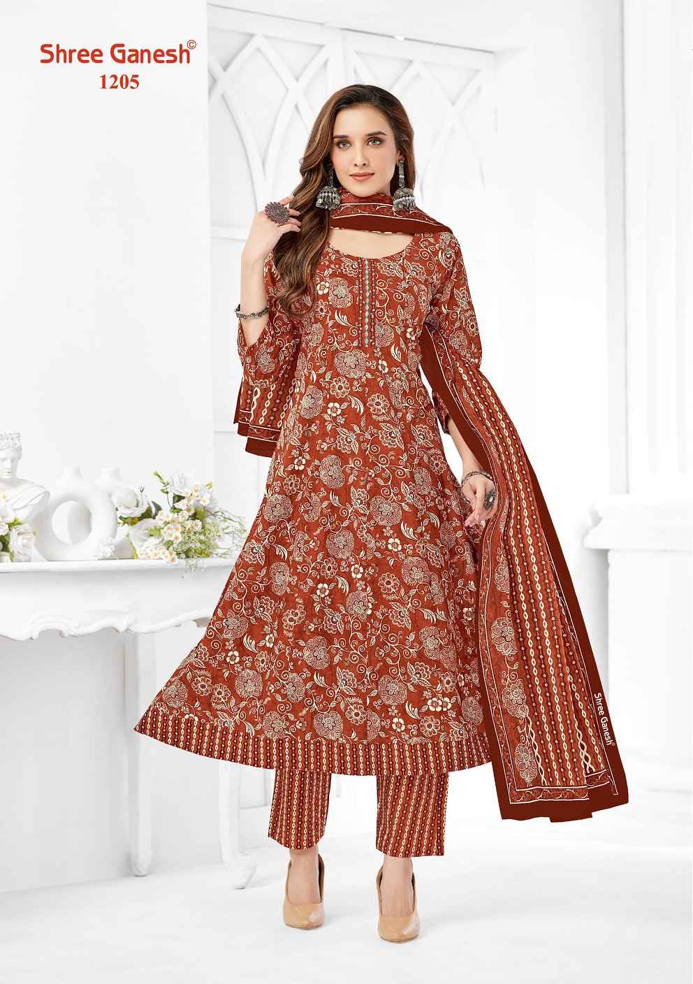 SHREE GANESH ZEENAT VOL-2 HEAVY COTTON PRINTED ANARKALI SUIT AT WHOLESALE PRICE