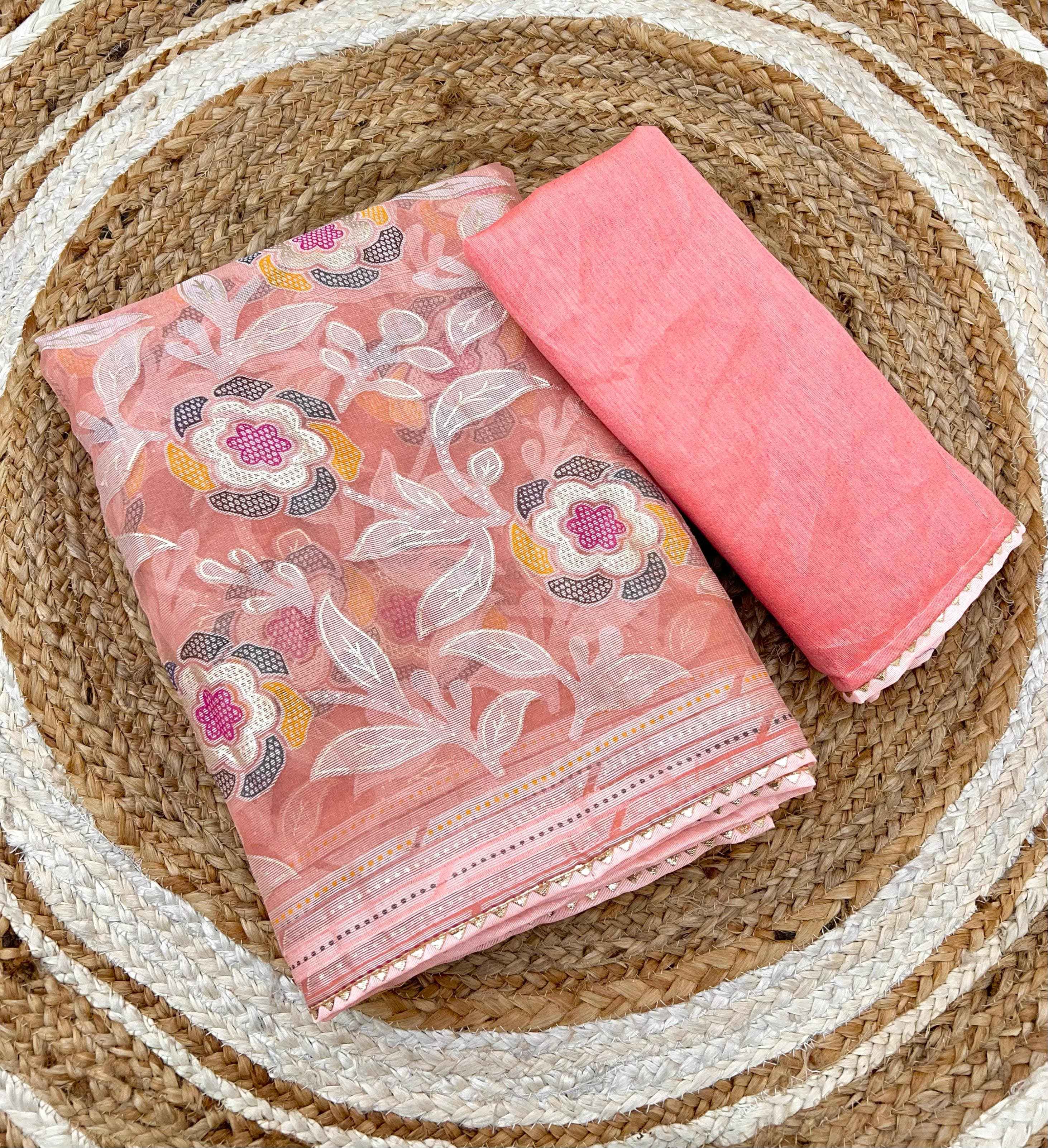 SIMEER BRASOO WITH PRINTED PATTI BORDER SAREE AT WHOLESALE PRICE
