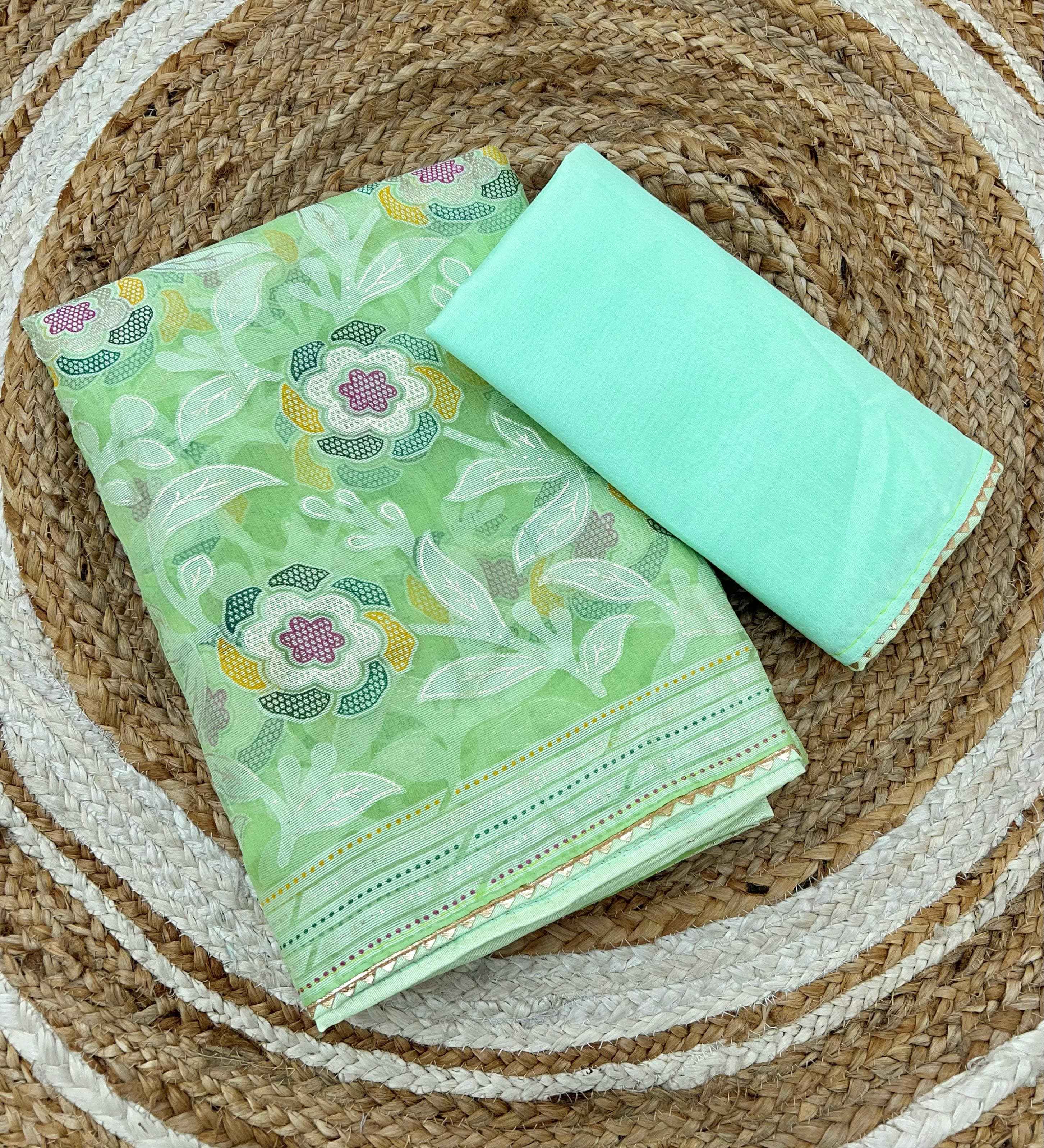 SIMEER BRASOO WITH PRINTED PATTI BORDER SAREE AT WHOLESALE PRICE
