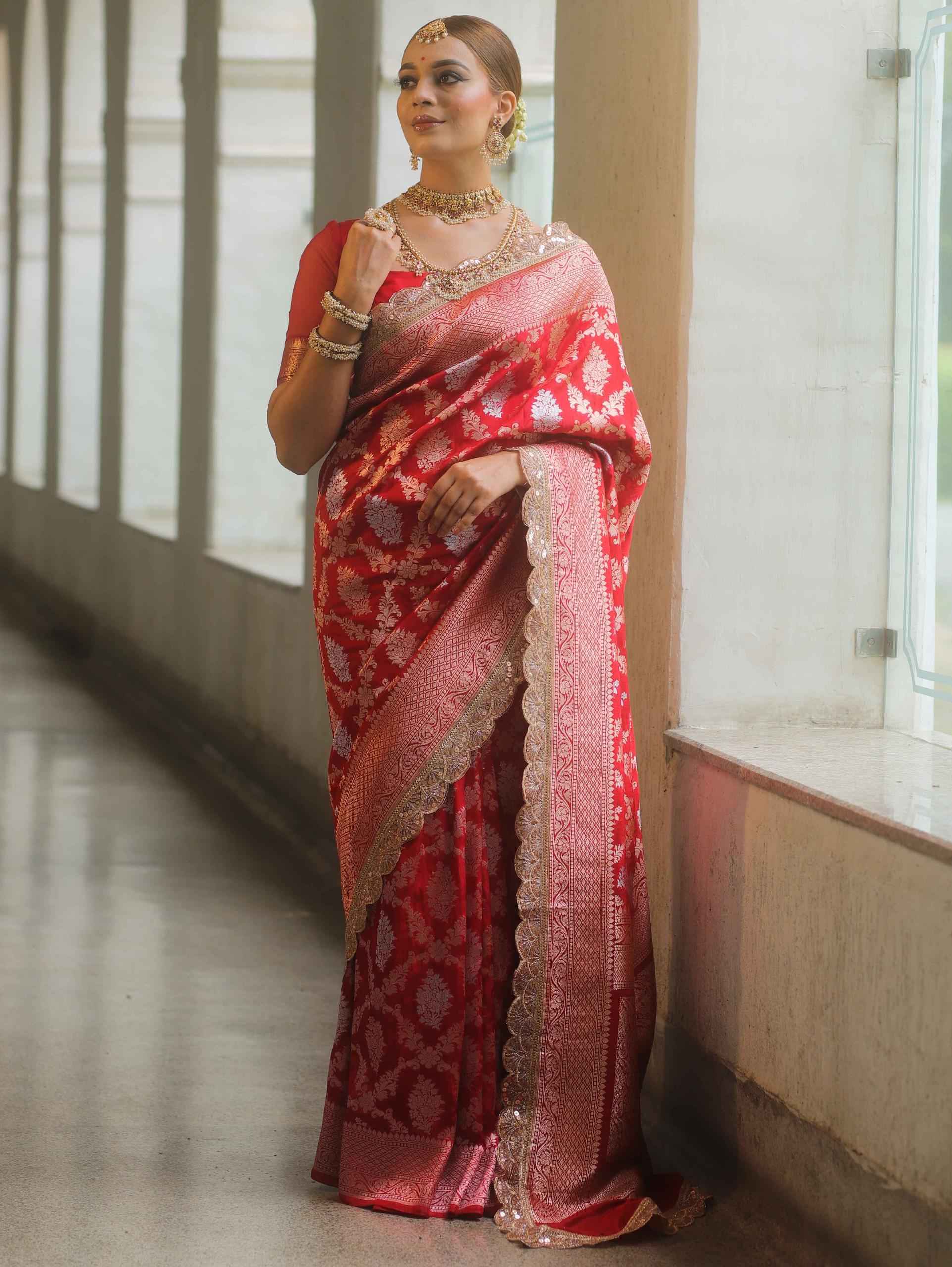 SOFT BANARASI KATAN SILK WITH DESIGNER LACE SAREE AT WHOLESALE PRICE