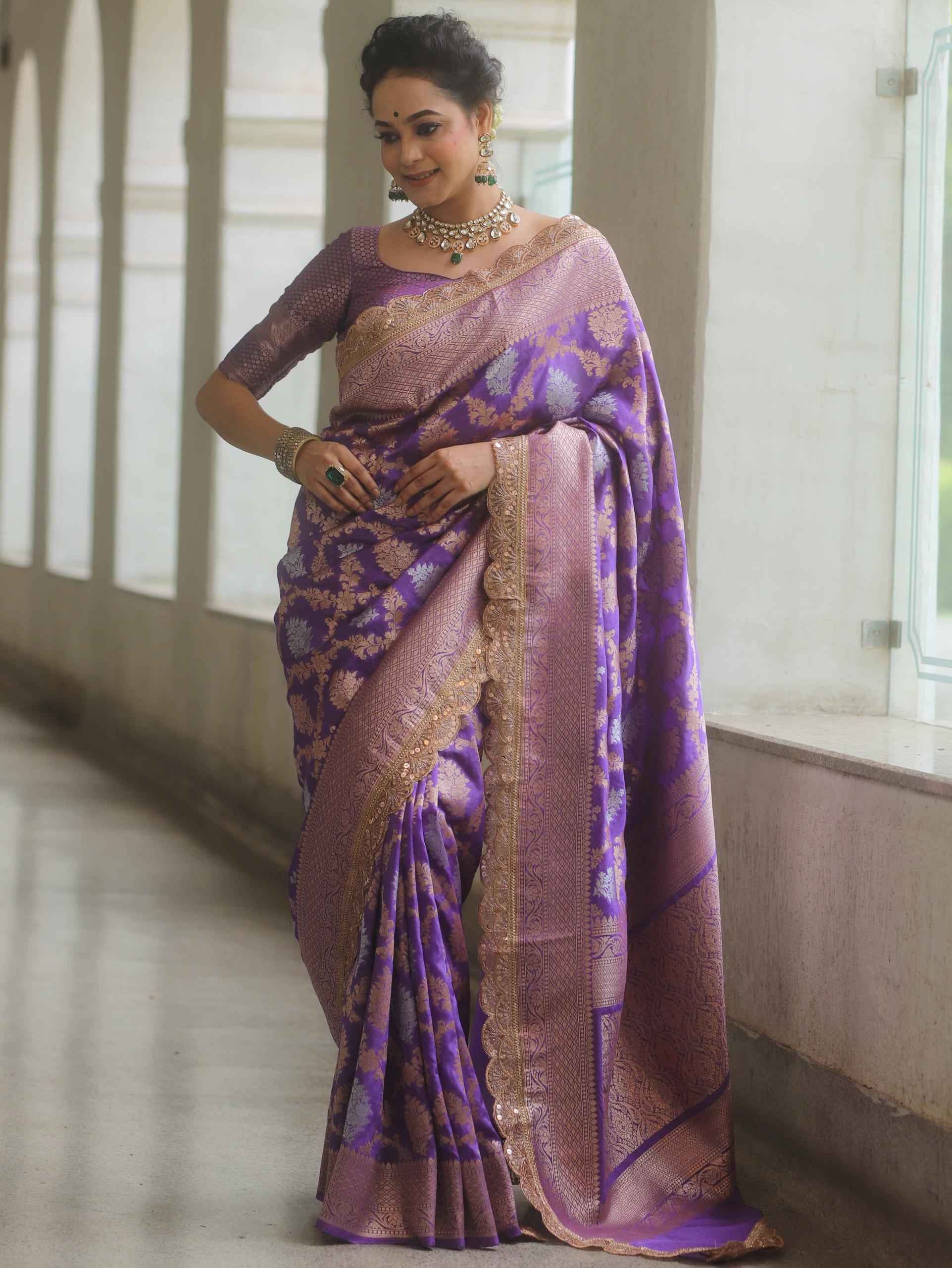 SOFT BANARASI KATAN SILK WITH DESIGNER LACE SAREE AT WHOLESALE PRICE