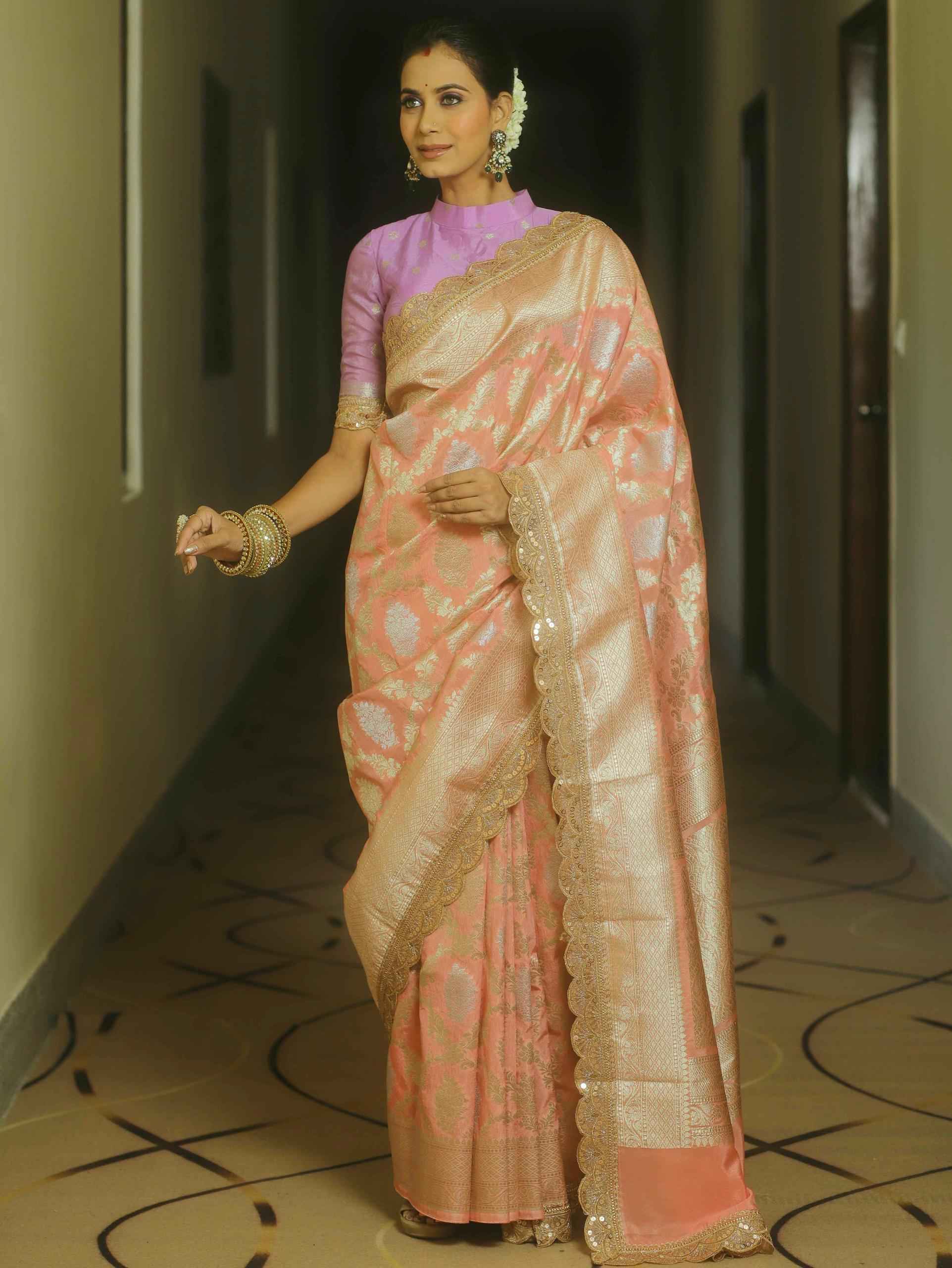 SOFT BANARASI KATAN SILK WITH DESIGNER LACE SAREE AT WHOLESALE PRICE