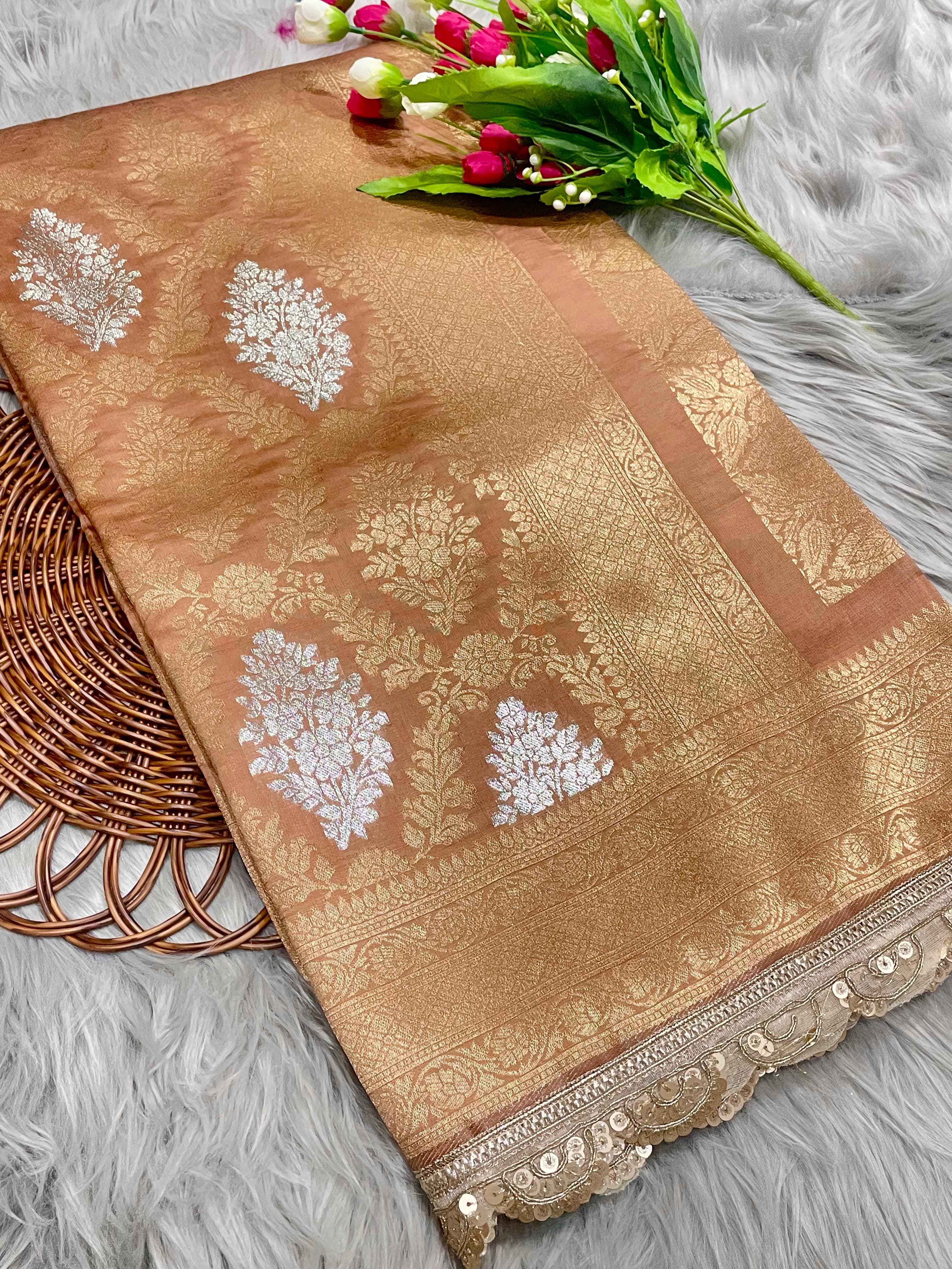 SOFT BANARASI KATAN SILK WITH DESIGNER LACE SAREE AT WHOLESALE PRICE