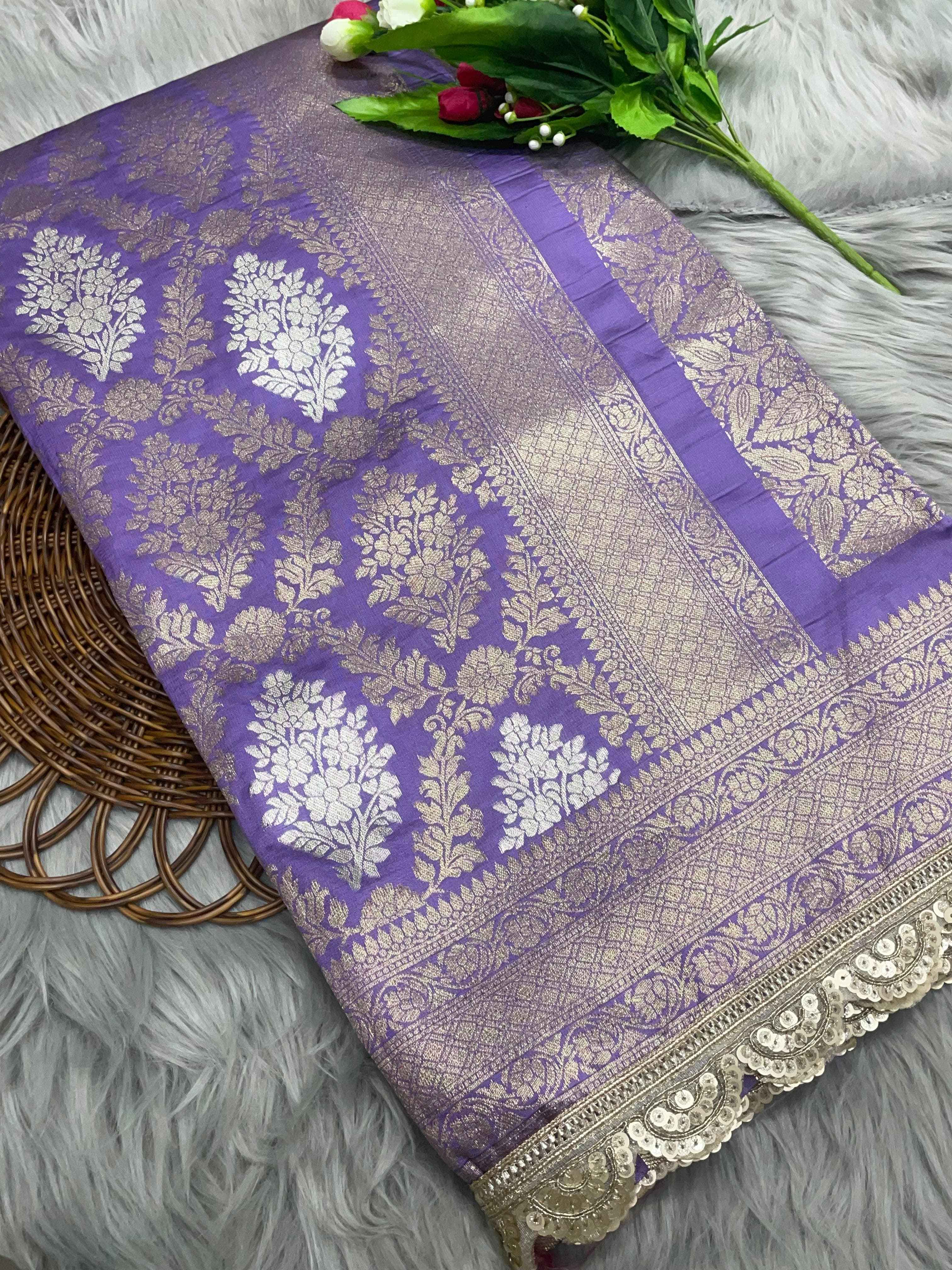 SOFT BANARASI KATAN SILK WITH DESIGNER LACE SAREE AT WHOLESALE PRICE